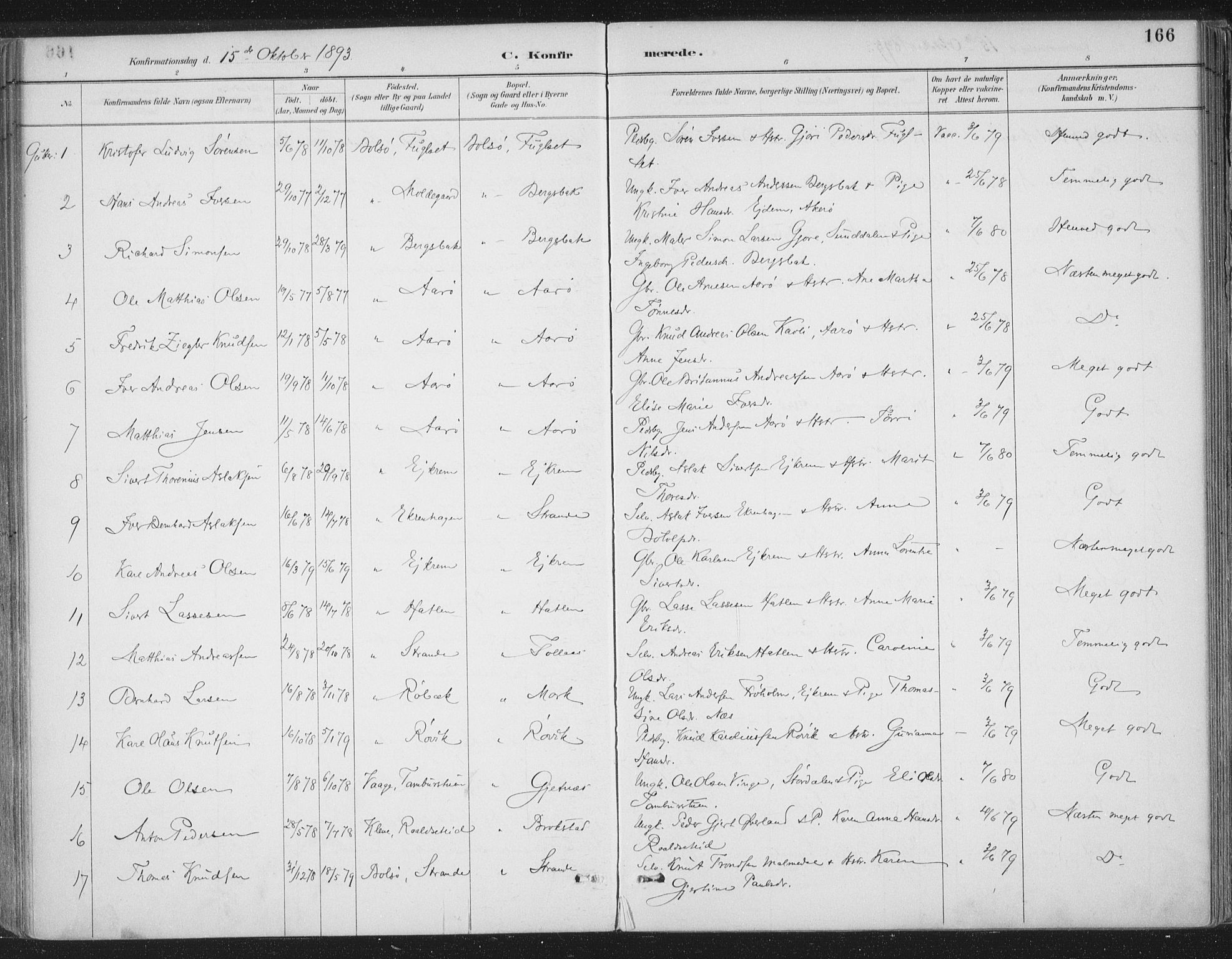 Ministerialprotokoller, klokkerbøker og fødselsregistre - Møre og Romsdal, SAT/A-1454/555/L0658: Ministerialbok nr. 555A09, 1887-1917, s. 166