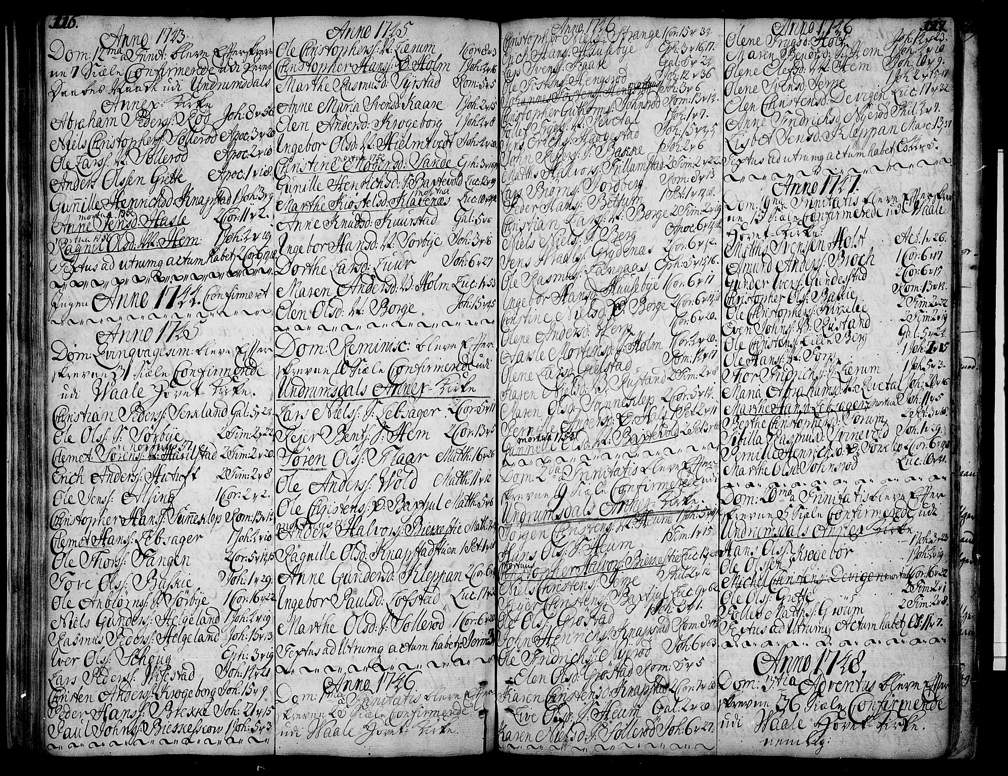 Våle kirkebøker, AV/SAKO-A-334/F/Fa/L0004: Ministerialbok nr. I 4 /2, 1732-1773, s. 116-117