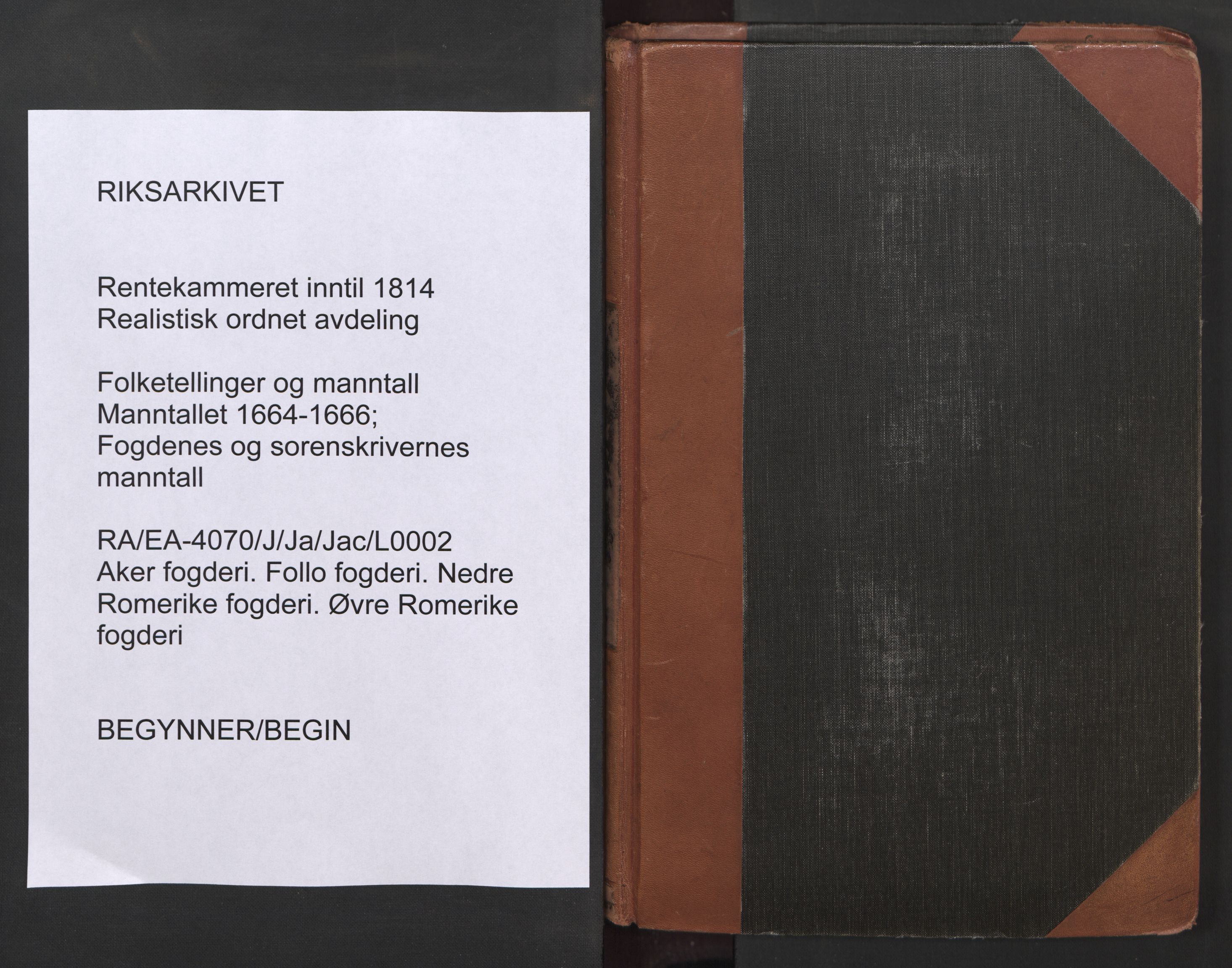 RA, Fogdenes og sorenskrivernes manntall 1664-1666, nr. 2: Aker fogderi, Follo fogderi, Nedre Romerike fogderi og Øvre Romerike fogderi, 1664