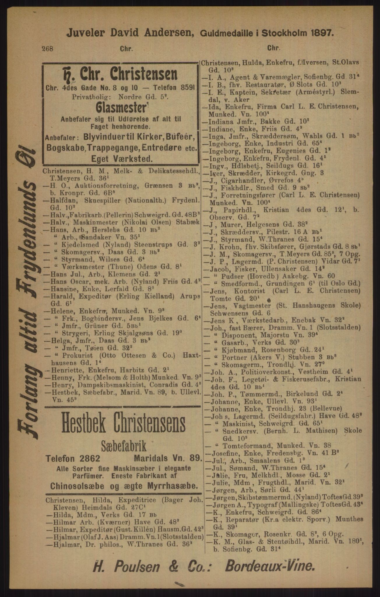 Kristiania/Oslo adressebok, PUBL/-, 1905, s. 268