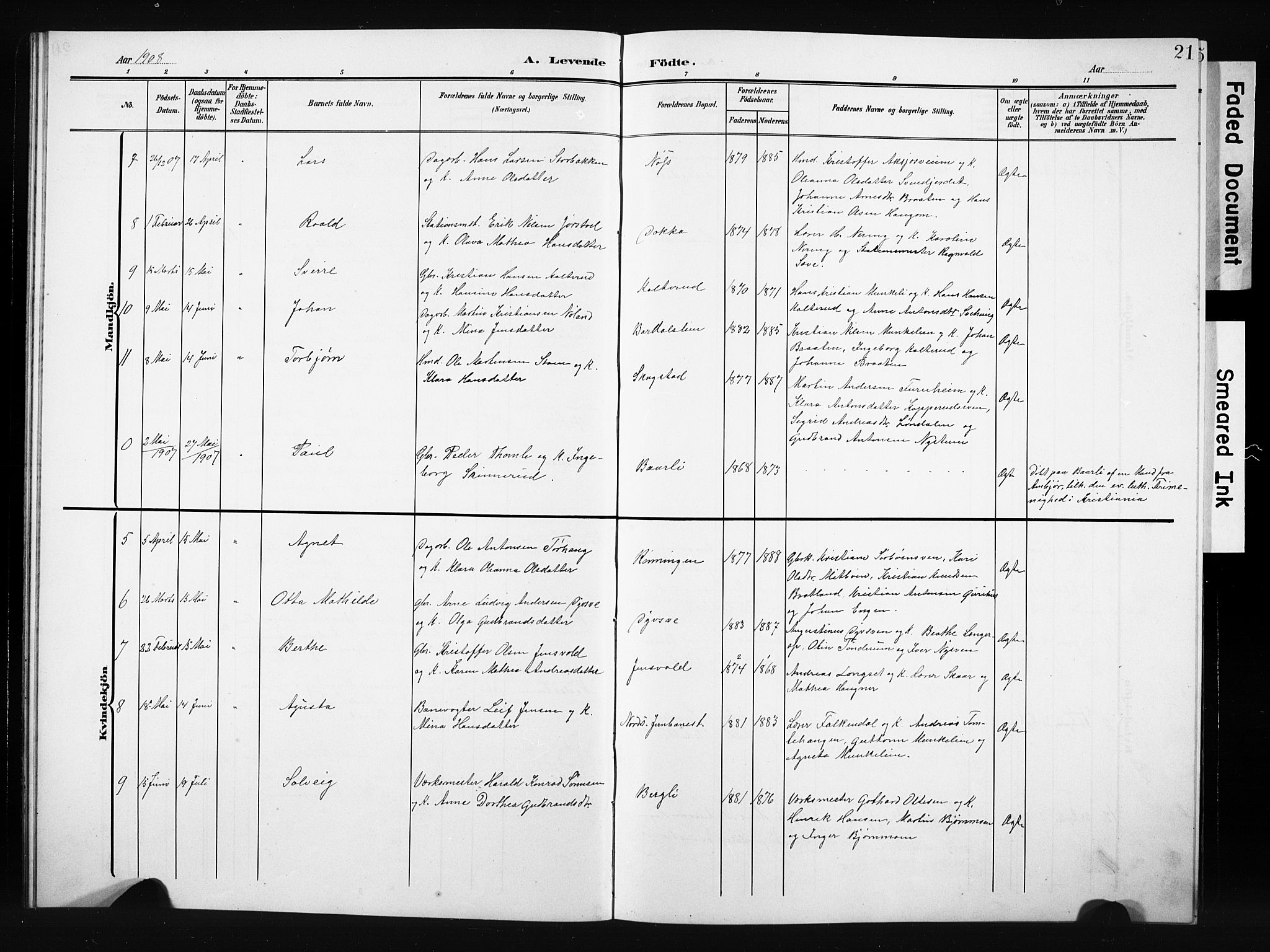 Nordre Land prestekontor, AV/SAH-PREST-124/H/Ha/Hab/L0006: Klokkerbok nr. 6, 1905-1929, s. 21