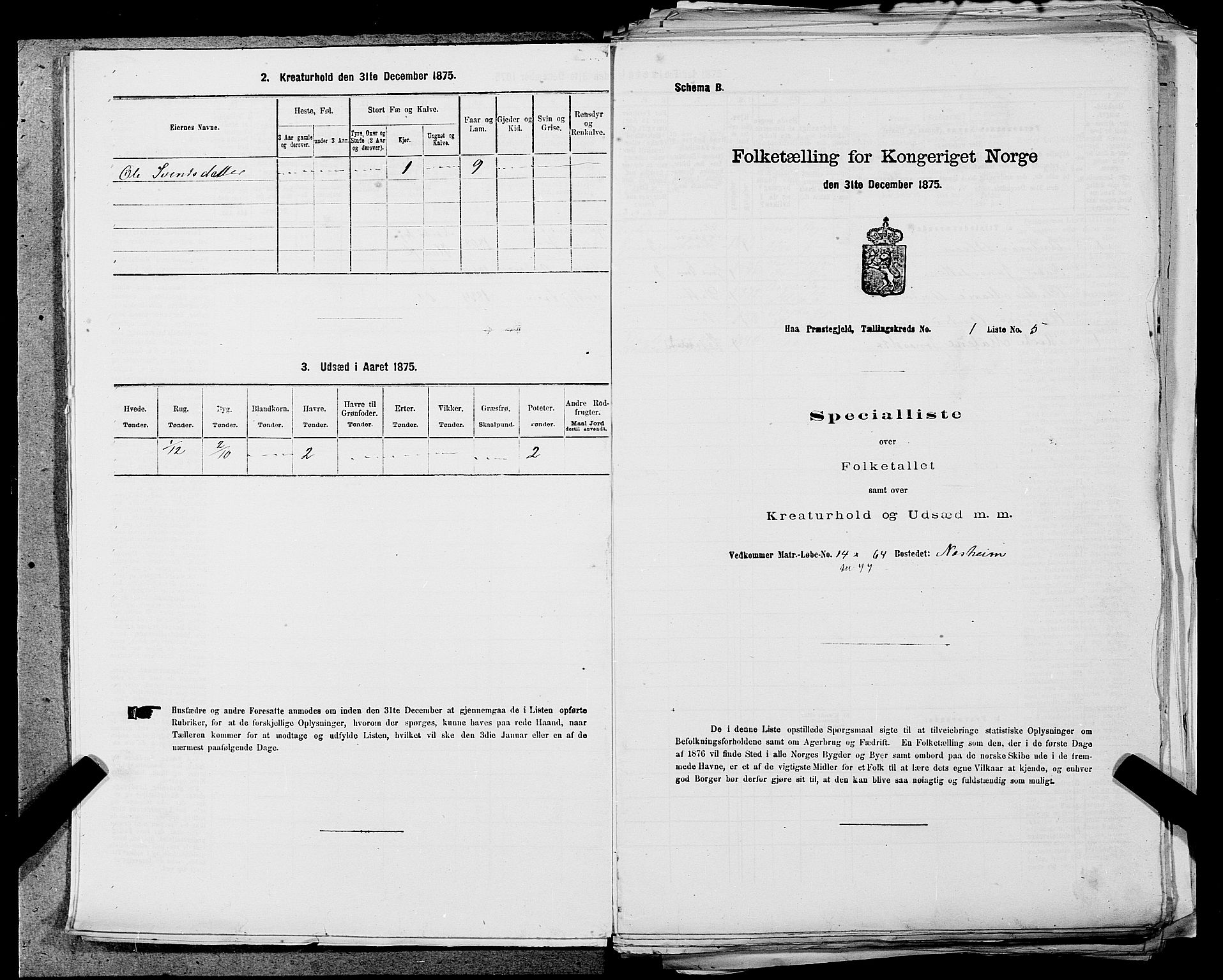 SAST, Folketelling 1875 for 1119P Hå prestegjeld, 1875, s. 62