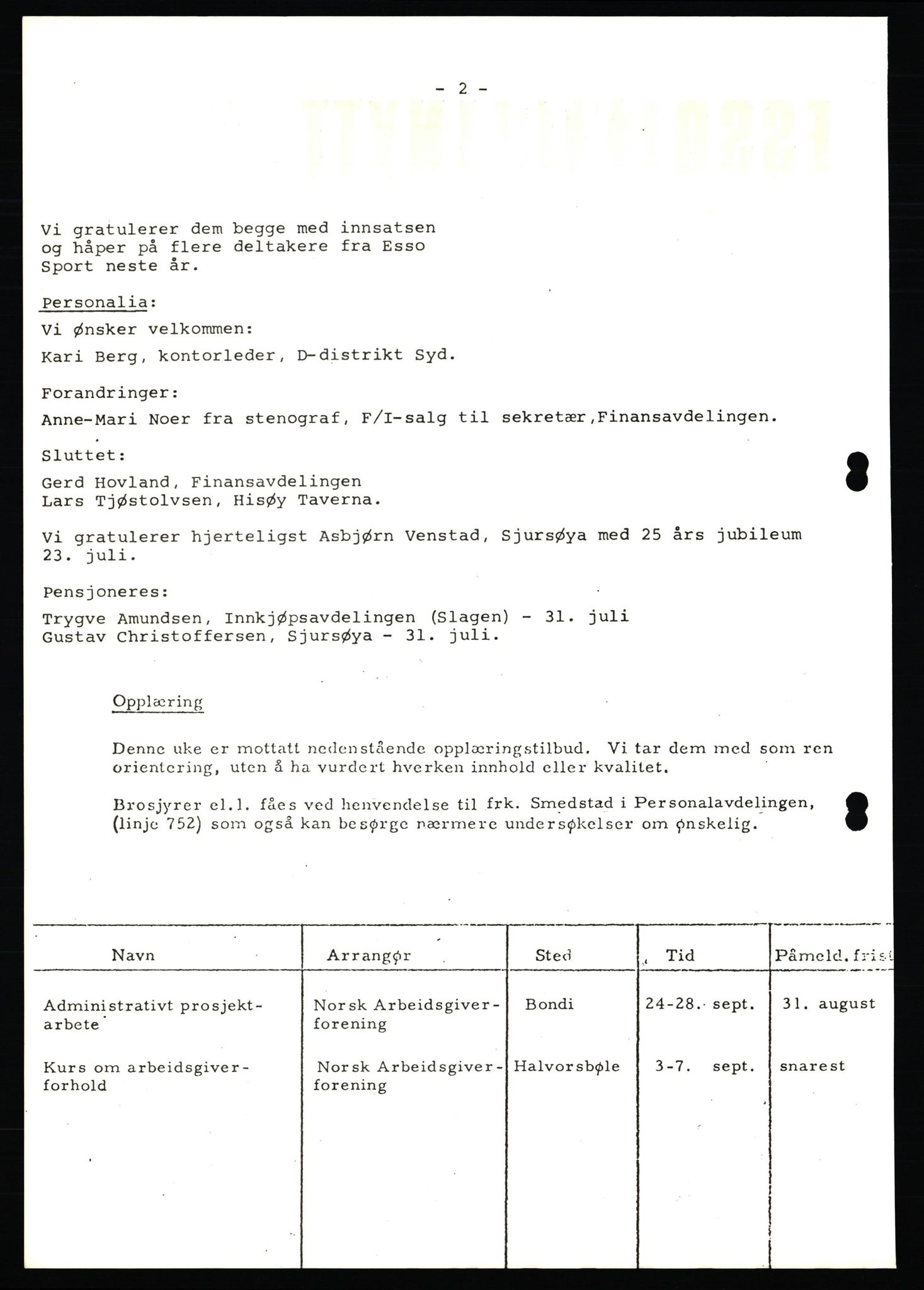 Pa 0982 - Esso Norge A/S, AV/SAST-A-100448/X/Xd/L0004: Esso Extra Nytt, 1963-1976