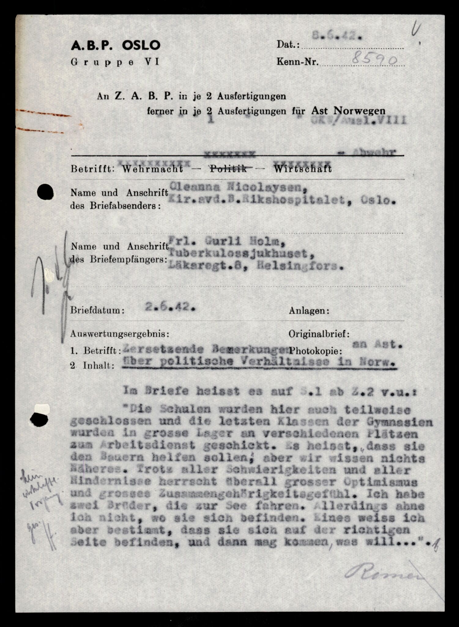 Forsvarets Overkommando. 2 kontor. Arkiv 11.4. Spredte tyske arkivsaker, AV/RA-RAFA-7031/D/Dar/Darb/L0009: Reichskommissariat - Hauptabteilung Volksaufklärung und Propaganda, 1940-1942, s. 681