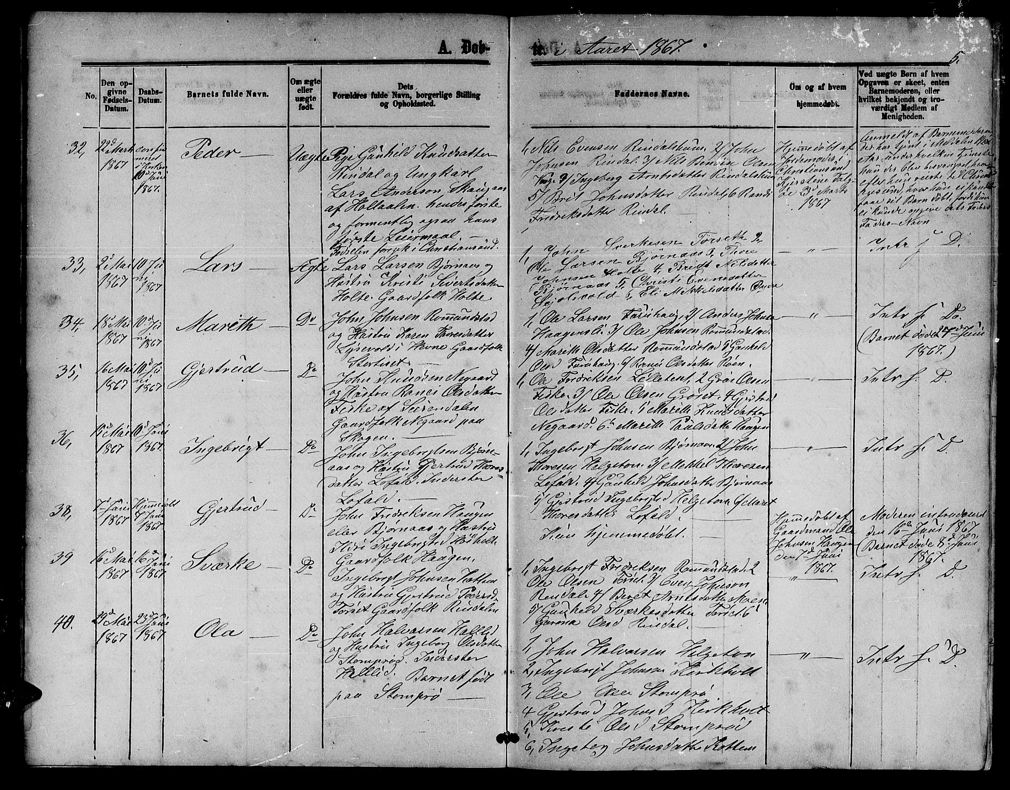 Ministerialprotokoller, klokkerbøker og fødselsregistre - Møre og Romsdal, AV/SAT-A-1454/598/L1076: Klokkerbok nr. 598C01, 1867-1878, s. 5