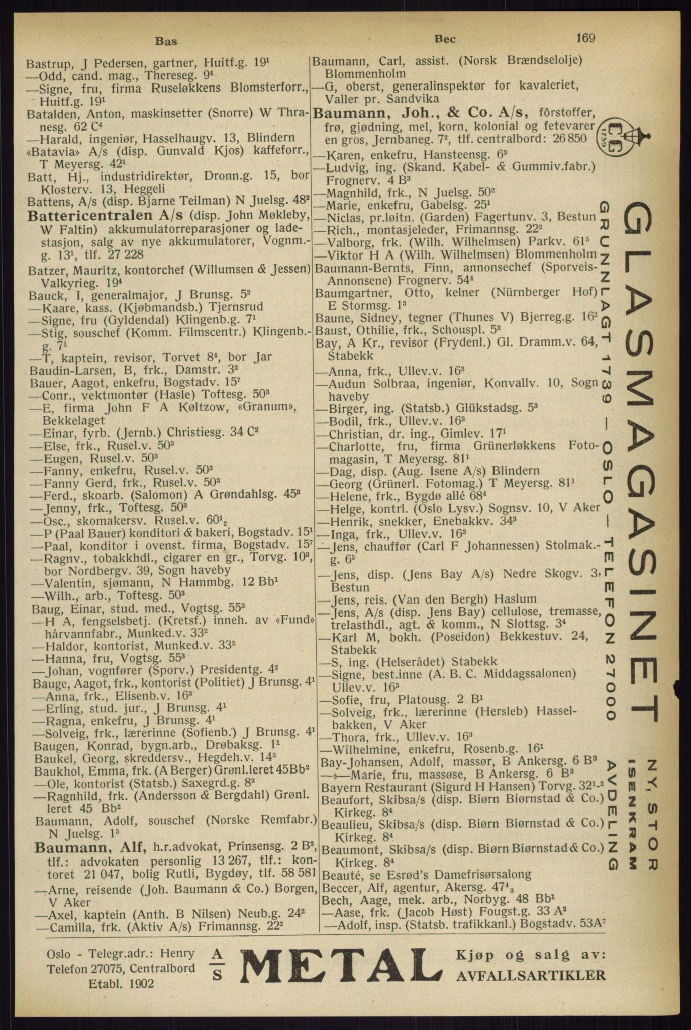 Kristiania/Oslo adressebok, PUBL/-, 1933, s. 169