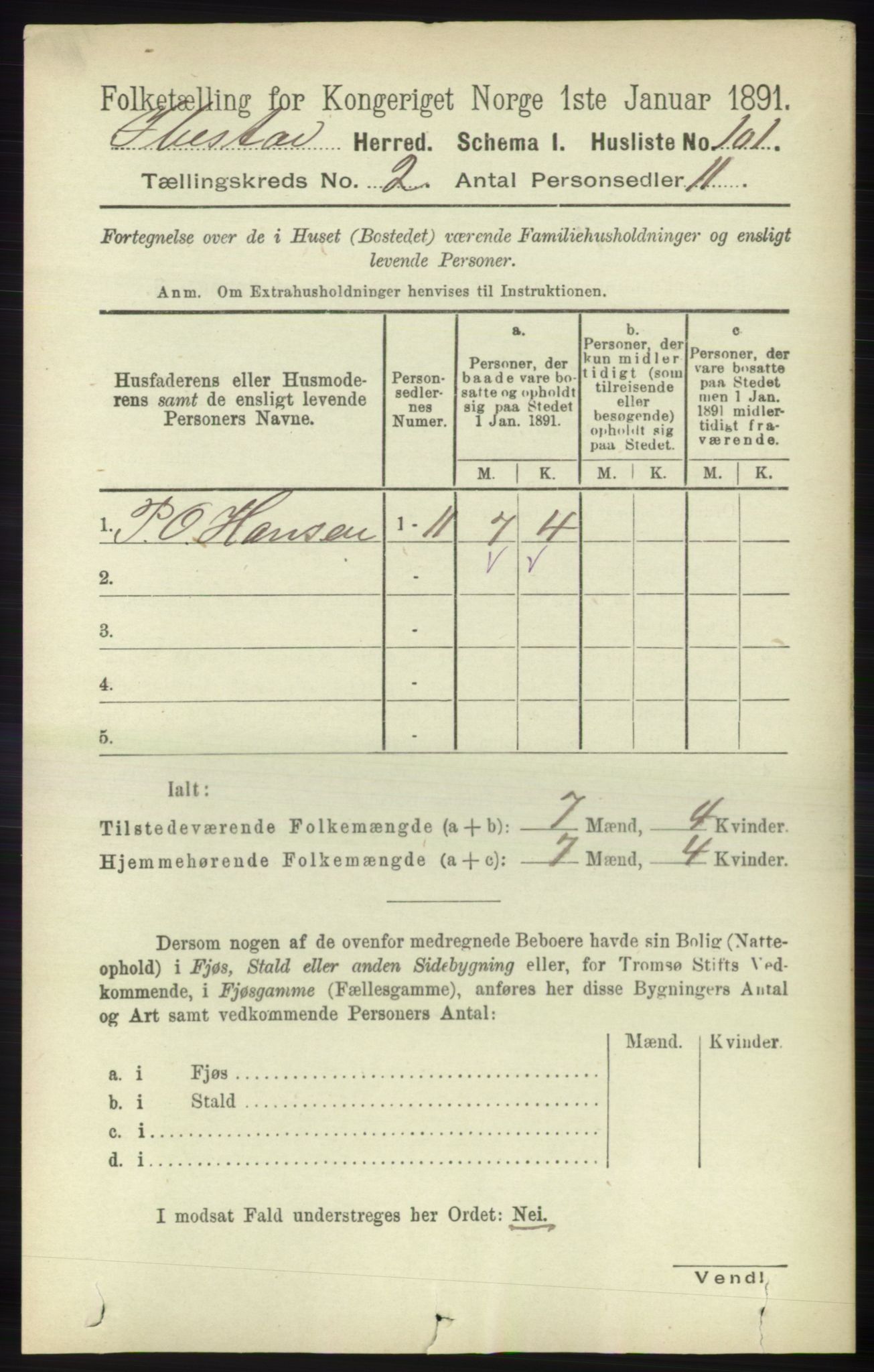 RA, Folketelling 1891 for 1917 Ibestad herred, 1891, s. 807