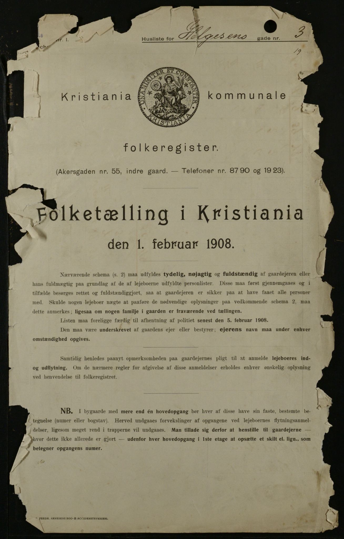 OBA, Kommunal folketelling 1.2.1908 for Kristiania kjøpstad, 1908, s. 33726