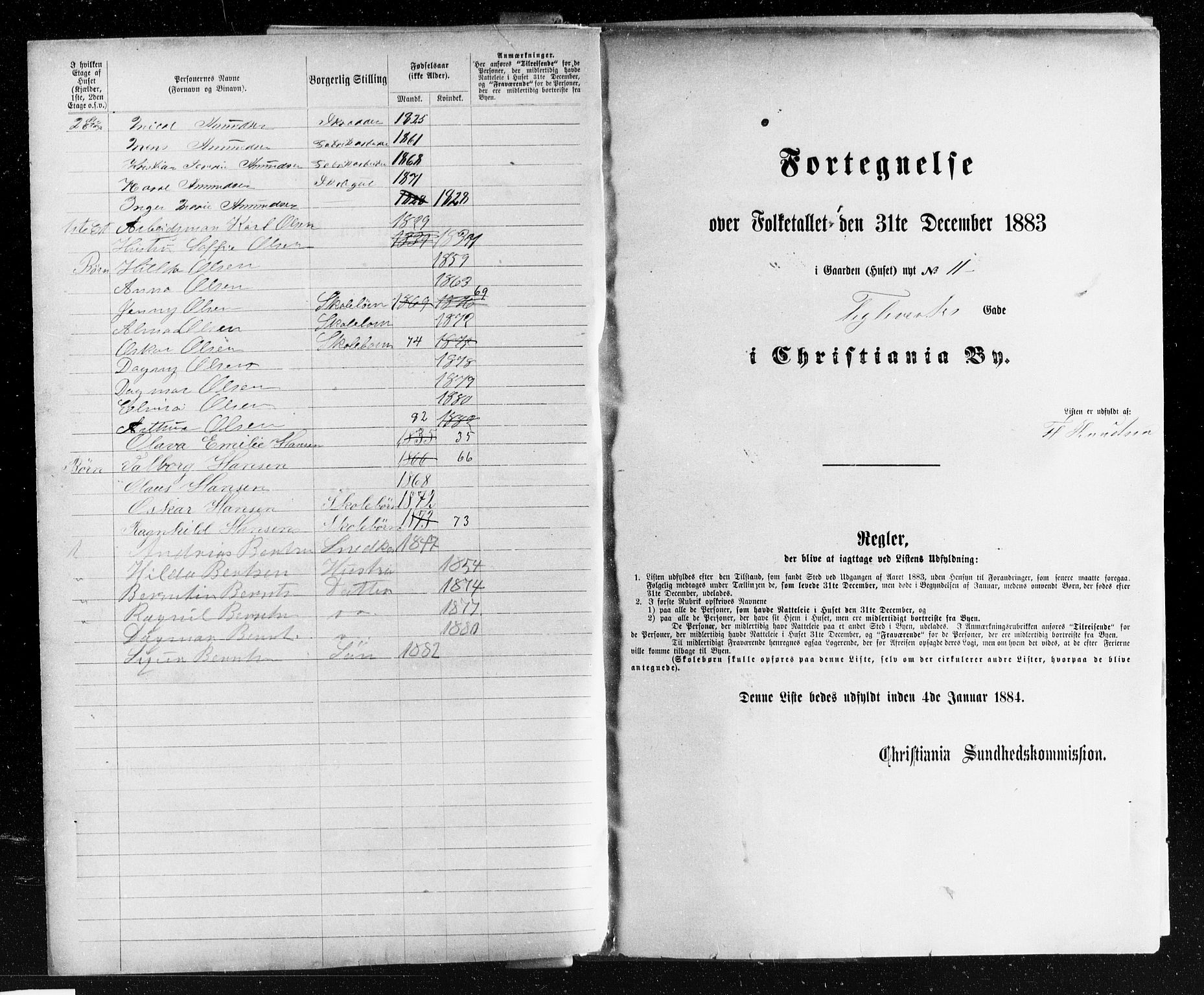 OBA, Kommunal folketelling 31.12.1883 for Kristiania kjøpstad, 1883, s. 4607