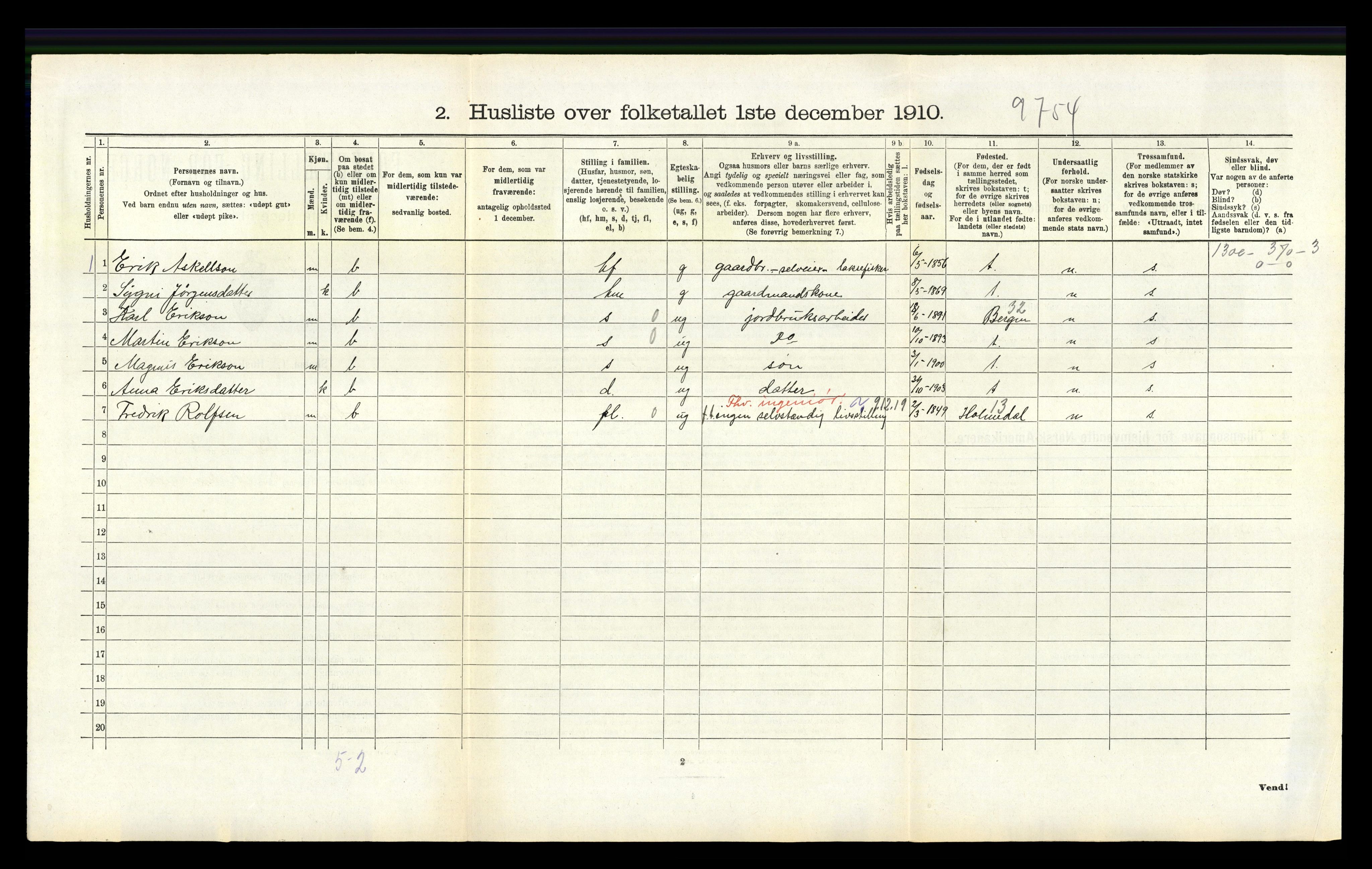 RA, Folketelling 1910 for 1254 Hamre herred, 1910, s. 537