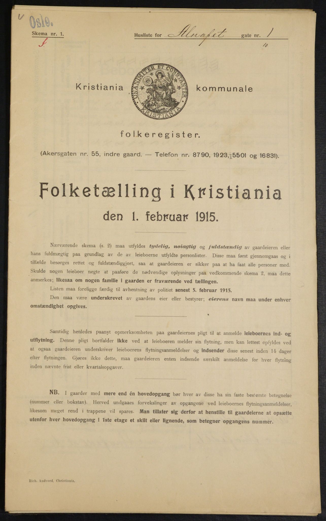 OBA, Kommunal folketelling 1.2.1915 for Kristiania, 1915, s. 967