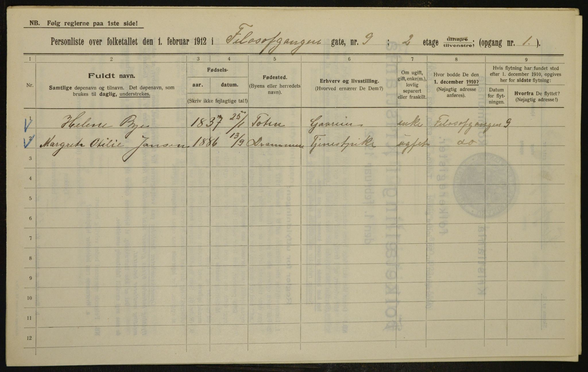 OBA, Kommunal folketelling 1.2.1912 for Kristiania, 1912, s. 24238