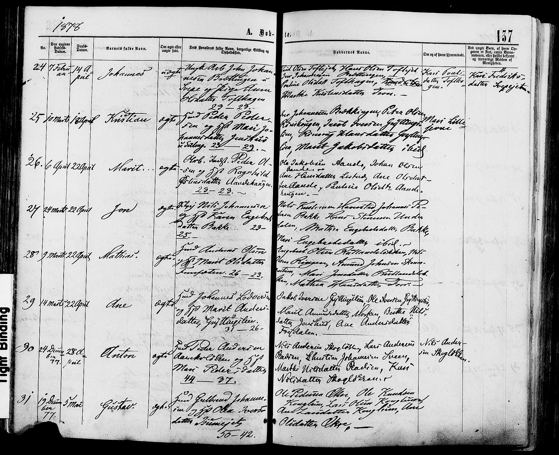 Sør-Fron prestekontor, AV/SAH-PREST-010/H/Ha/Haa/L0002: Ministerialbok nr. 2, 1864-1880, s. 137