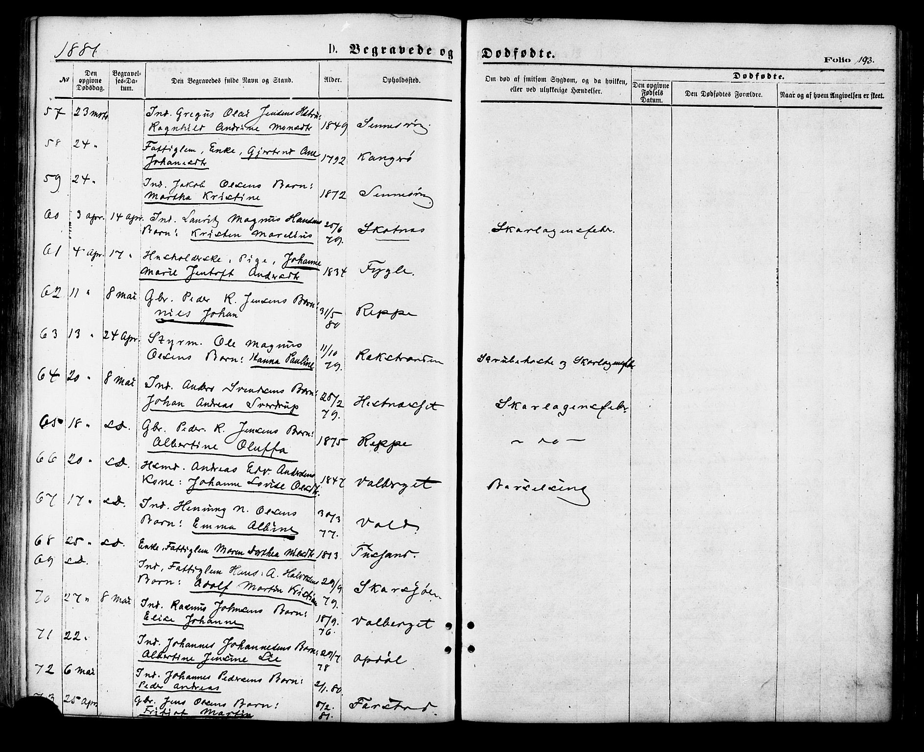 Ministerialprotokoller, klokkerbøker og fødselsregistre - Nordland, AV/SAT-A-1459/881/L1166: Klokkerbok nr. 881C03, 1876-1885, s. 193