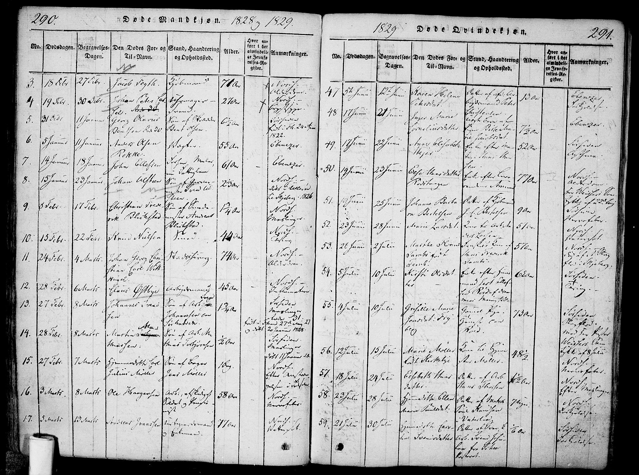 Halden prestekontor Kirkebøker, AV/SAO-A-10909/F/Fa/L0003: Ministerialbok nr. I 3, 1815-1834, s. 290-291