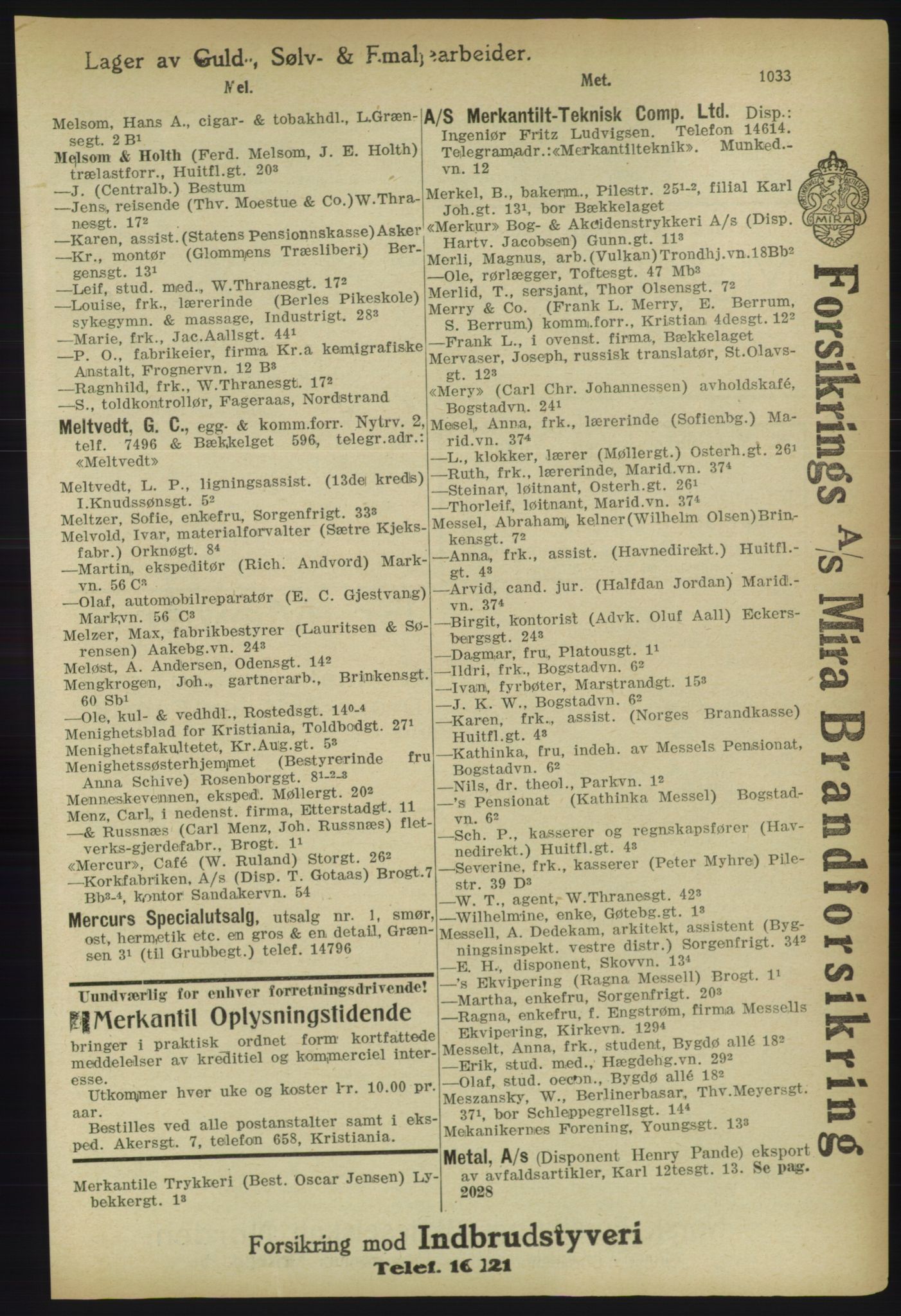 Kristiania/Oslo adressebok, PUBL/-, 1918, s. 1058
