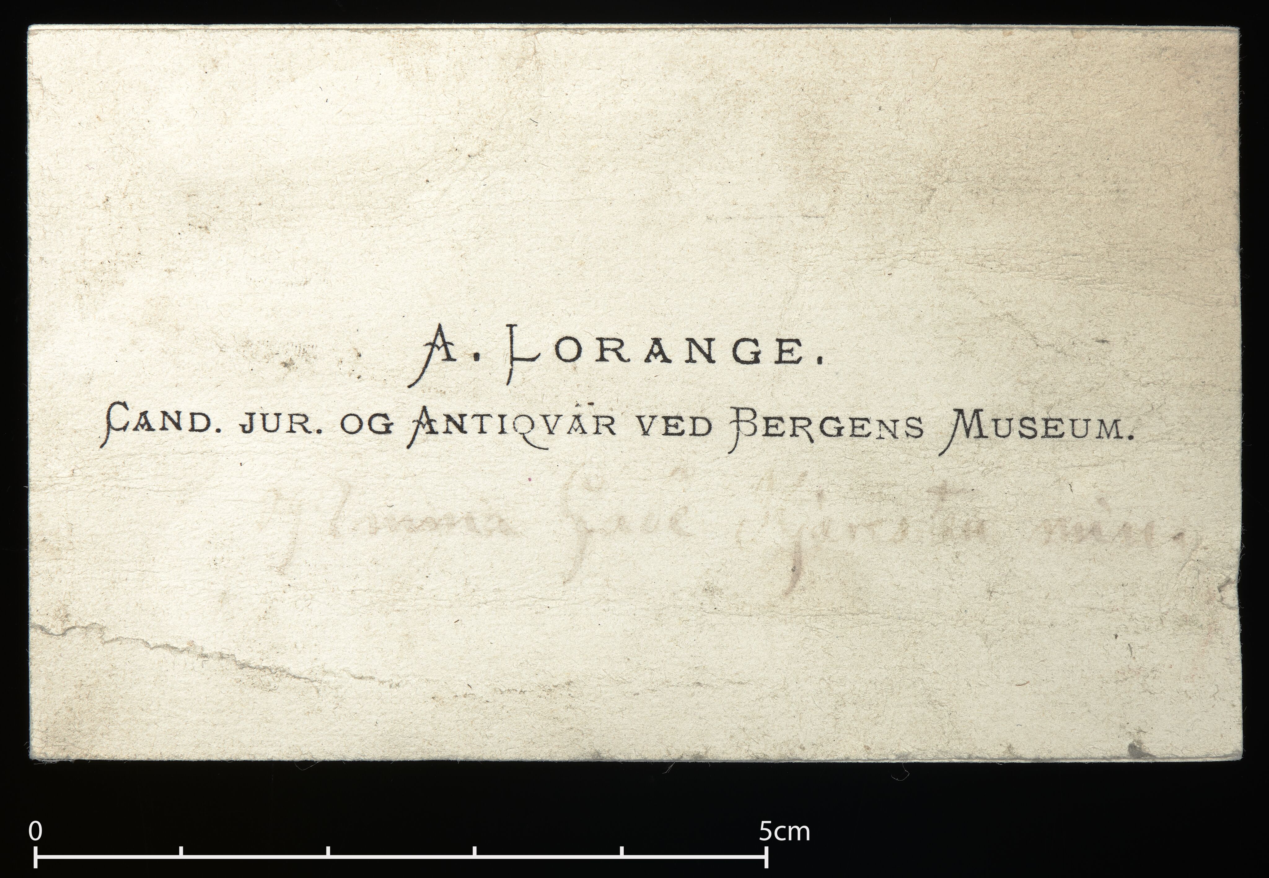 Arkeologisk arkiv, UMB/A003/Y/Ya/0001/0002 / Flaskepost fra Anders Lorange, 1874