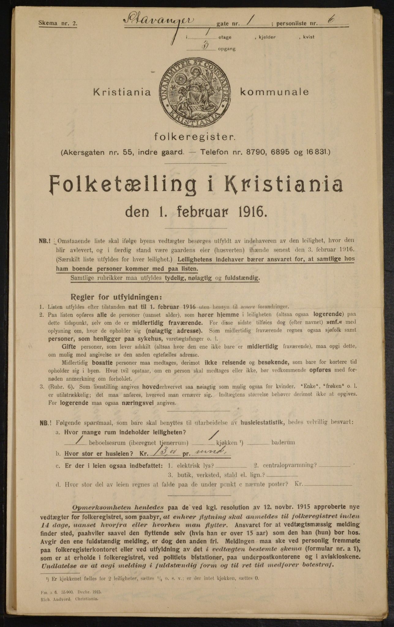 OBA, Kommunal folketelling 1.2.1916 for Kristiania, 1916, s. 103279