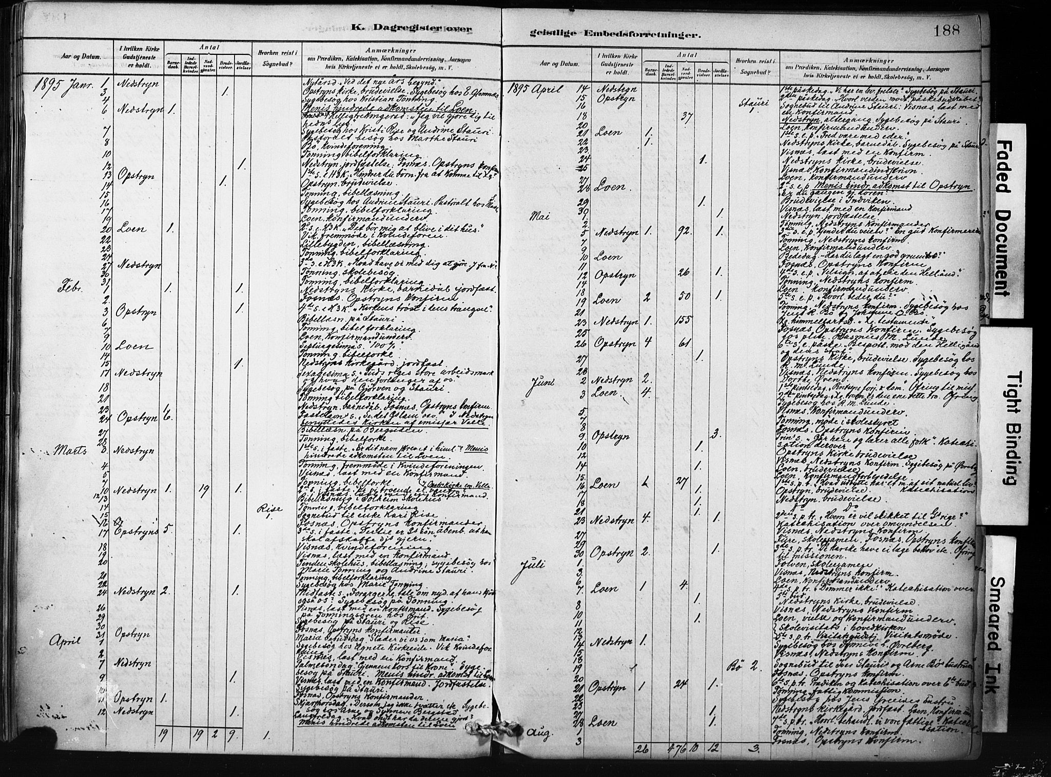 Stryn Sokneprestembete, AV/SAB-A-82501: Ministerialbok nr. D 1, 1878-1907, s. 188