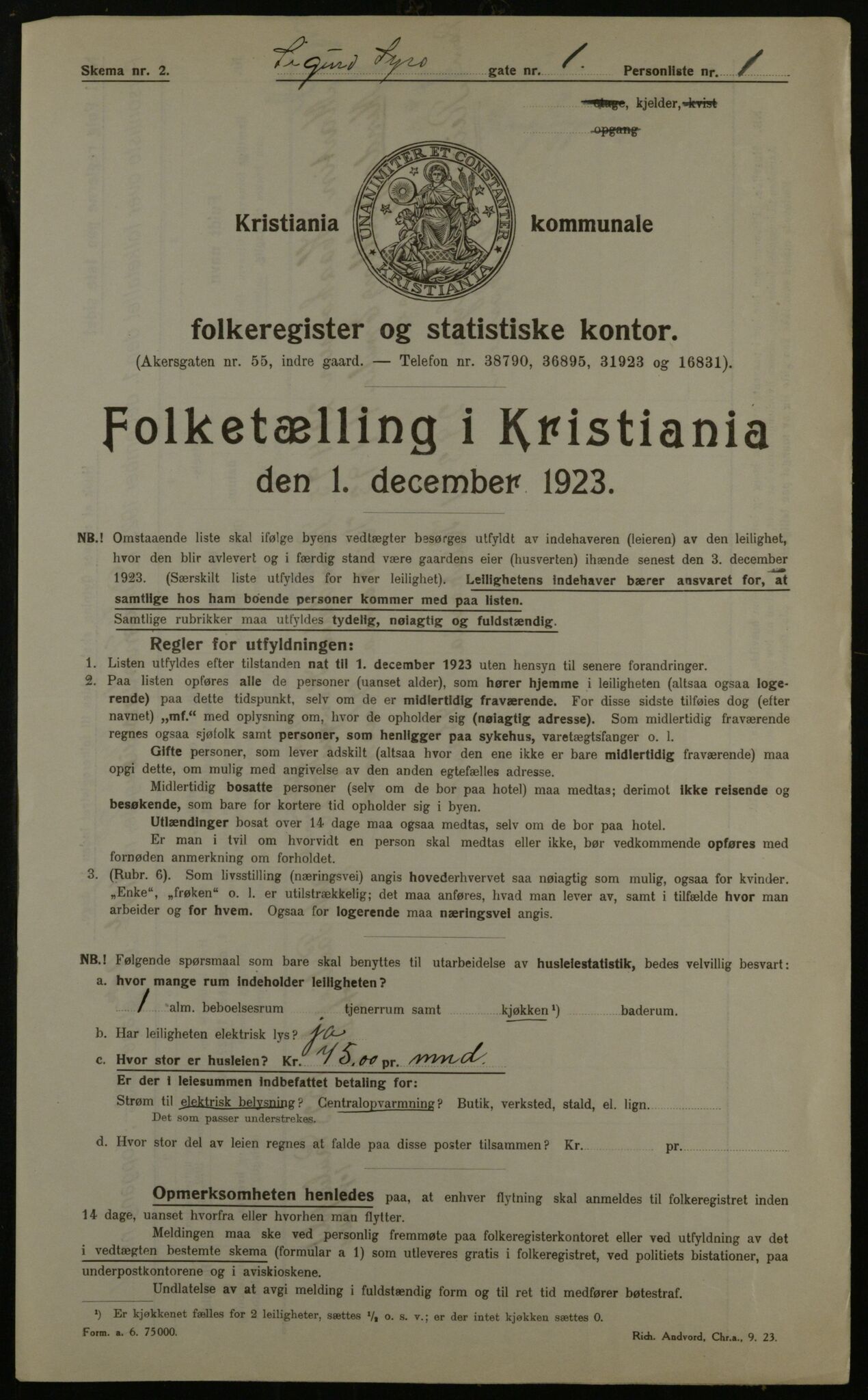 OBA, Kommunal folketelling 1.12.1923 for Kristiania, 1923, s. 105353