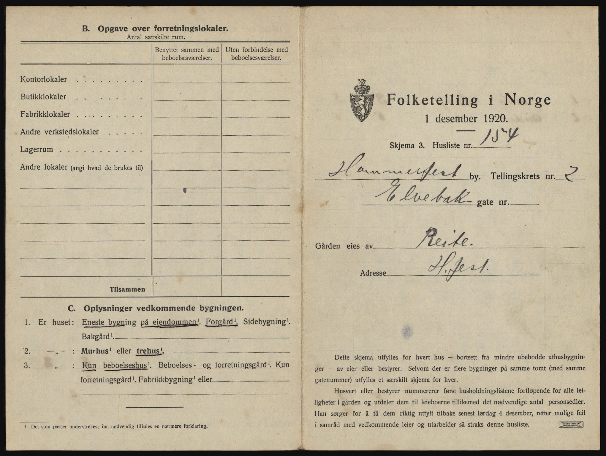 SATØ, Folketelling 1920 for 2001 Hammerfest kjøpstad, 1920, s. 998