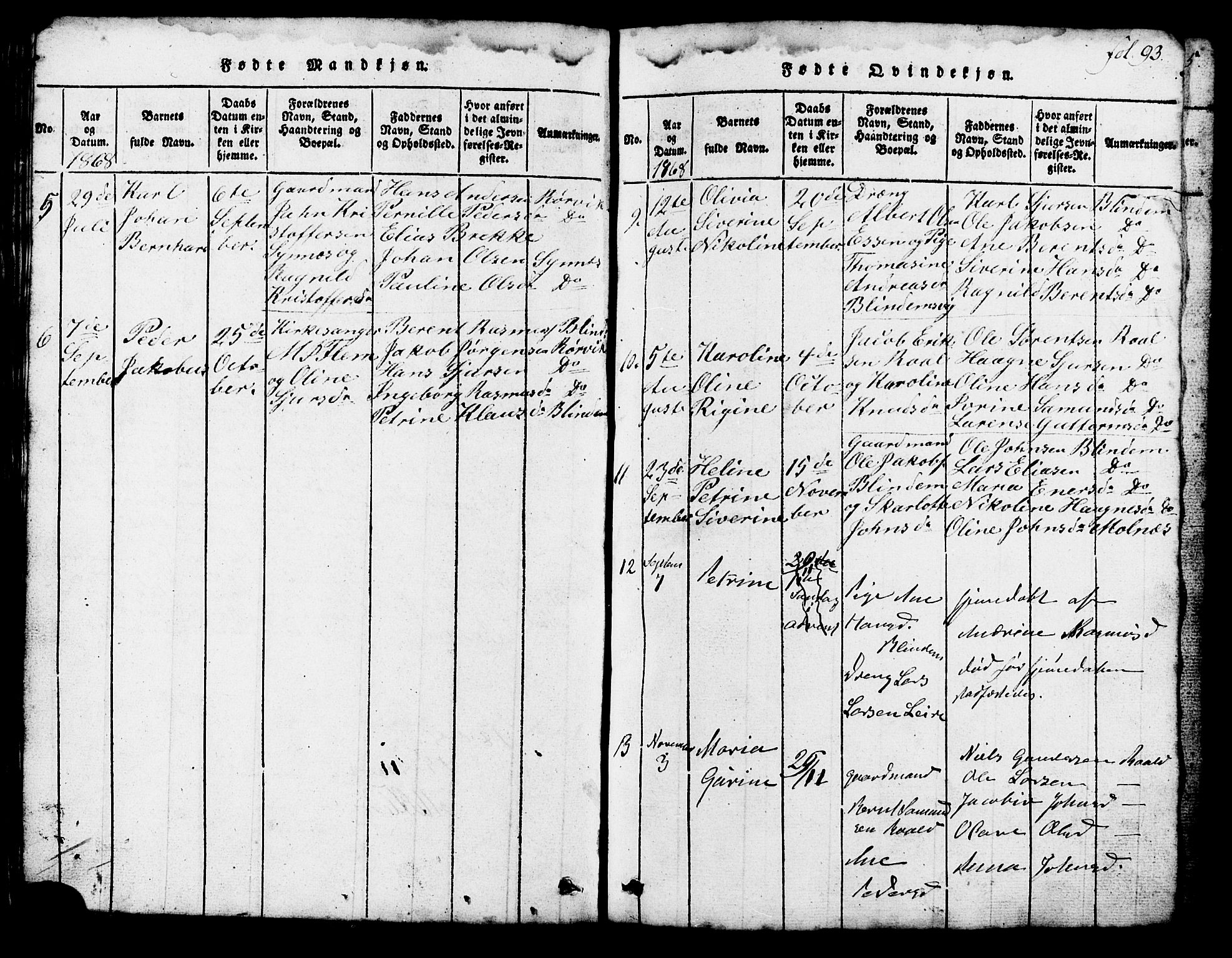 Ministerialprotokoller, klokkerbøker og fødselsregistre - Møre og Romsdal, AV/SAT-A-1454/537/L0520: Klokkerbok nr. 537C01, 1819-1868, s. 93