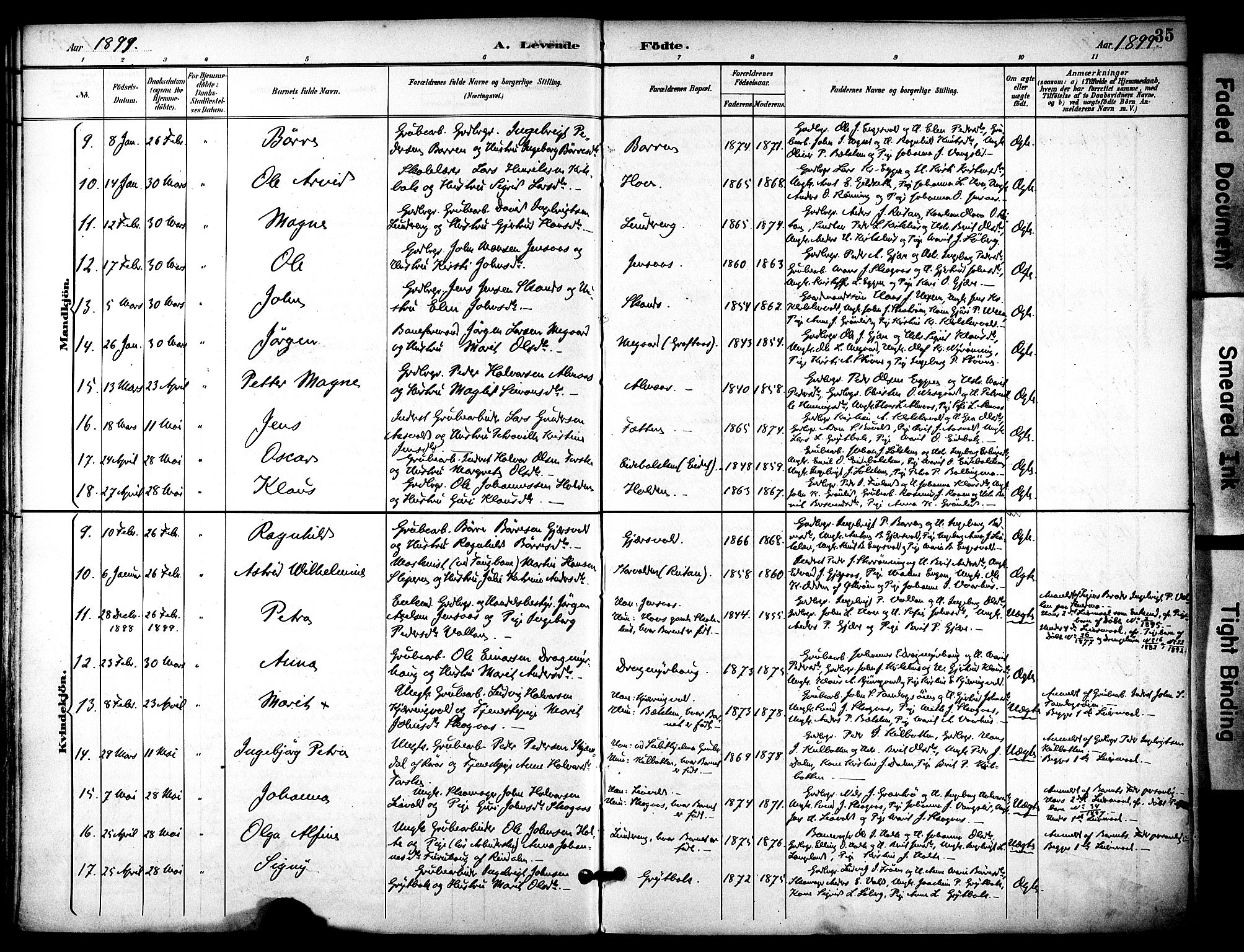 Ministerialprotokoller, klokkerbøker og fødselsregistre - Sør-Trøndelag, SAT/A-1456/686/L0984: Ministerialbok nr. 686A02, 1891-1906, s. 35