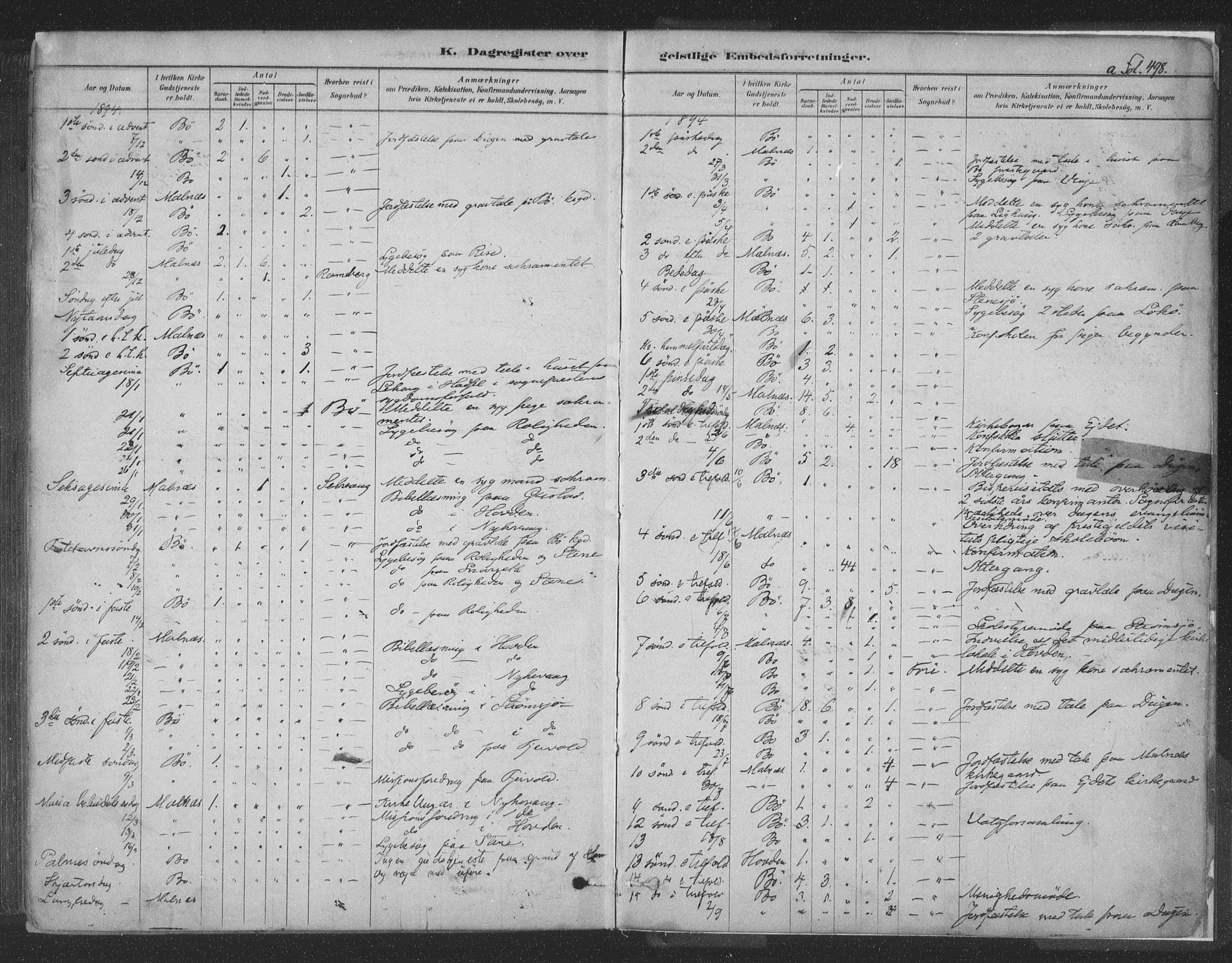 Ministerialprotokoller, klokkerbøker og fødselsregistre - Nordland, AV/SAT-A-1459/891/L1302: Ministerialbok nr. 891A07, 1878-1895, s. 498