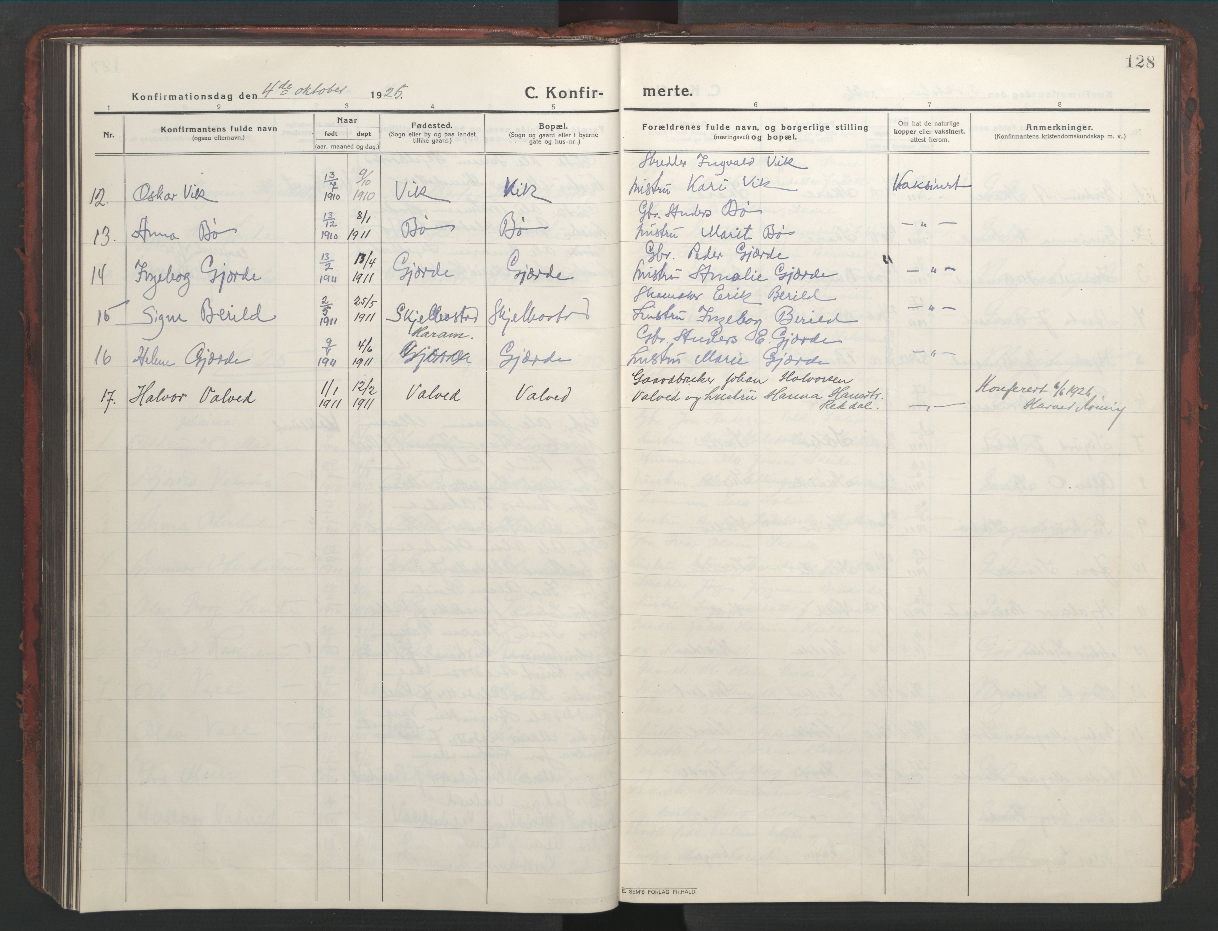 Ministerialprotokoller, klokkerbøker og fødselsregistre - Møre og Romsdal, AV/SAT-A-1454/543/L0565: Klokkerbok nr. 543C03, 1916-1955, s. 128