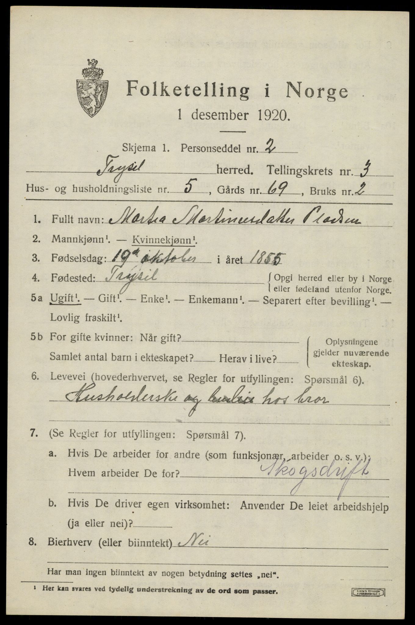 SAH, Folketelling 1920 for 0428 Trysil herred, 1920, s. 3535