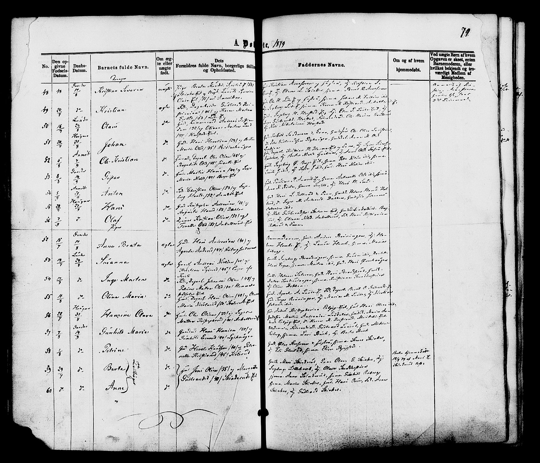 Nordre Land prestekontor, AV/SAH-PREST-124/H/Ha/Haa/L0002: Ministerialbok nr. 2, 1872-1881, s. 79