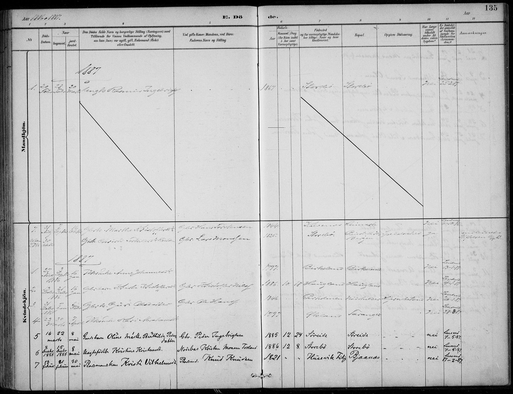 Sund sokneprestembete, SAB/A-99930: Ministerialbok nr. C  1, 1882-1899, s. 135