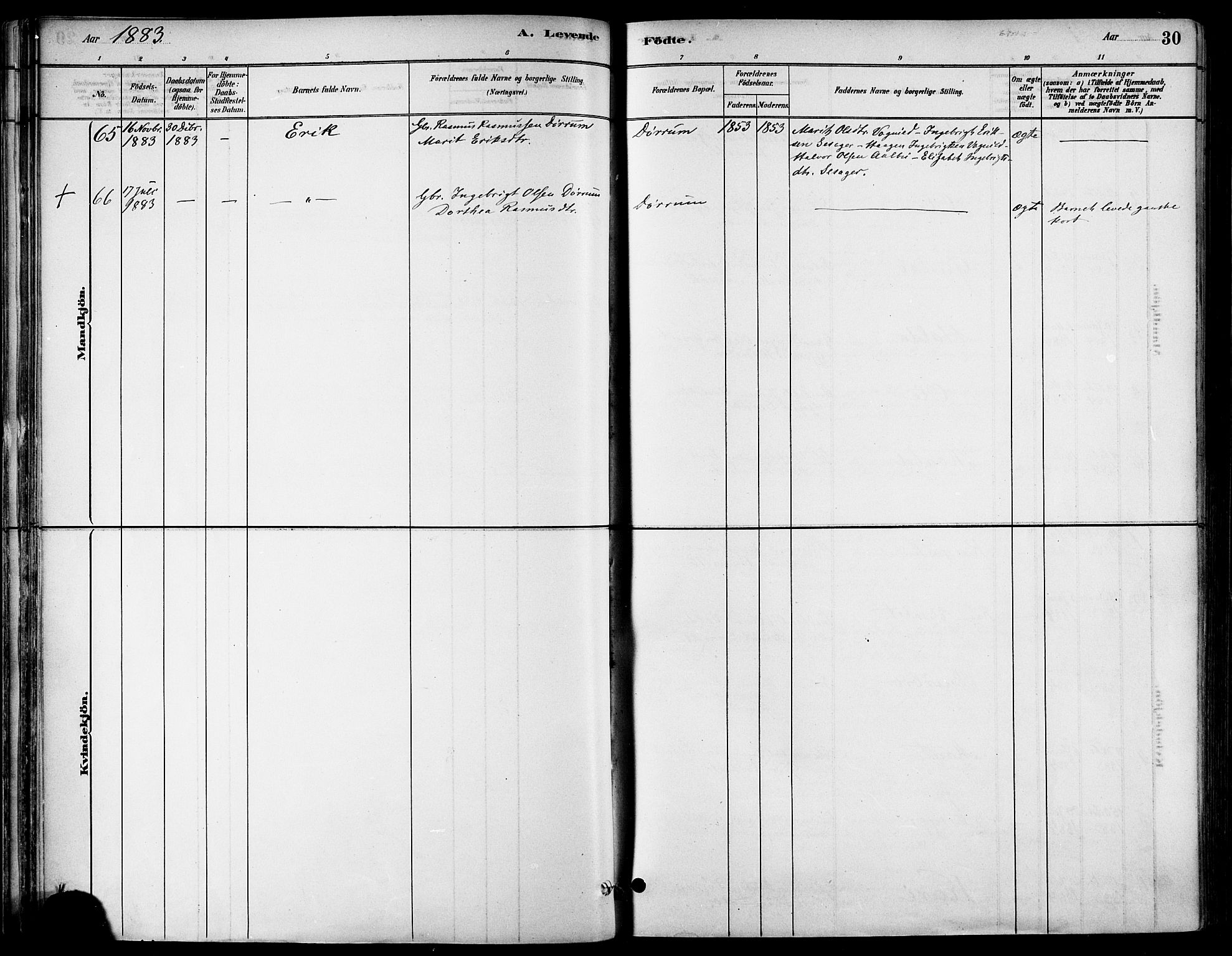 Ministerialprotokoller, klokkerbøker og fødselsregistre - Sør-Trøndelag, AV/SAT-A-1456/678/L0901: Ministerialbok nr. 678A10, 1881-1894, s. 30