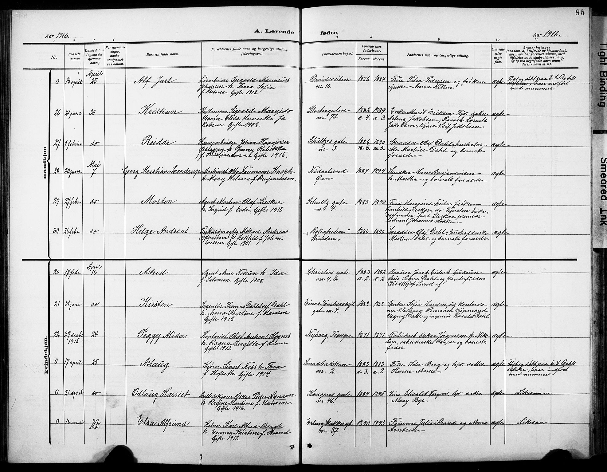 Ministerialprotokoller, klokkerbøker og fødselsregistre - Sør-Trøndelag, AV/SAT-A-1456/601/L0096: Klokkerbok nr. 601C14, 1911-1931, s. 85