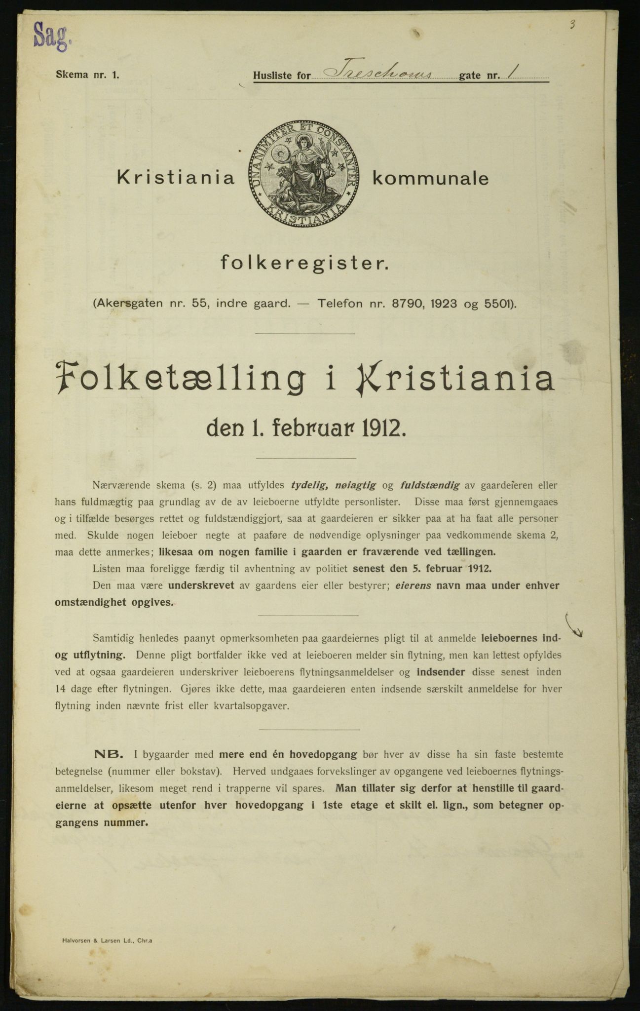 OBA, Kommunal folketelling 1.2.1912 for Kristiania, 1912, s. 115581