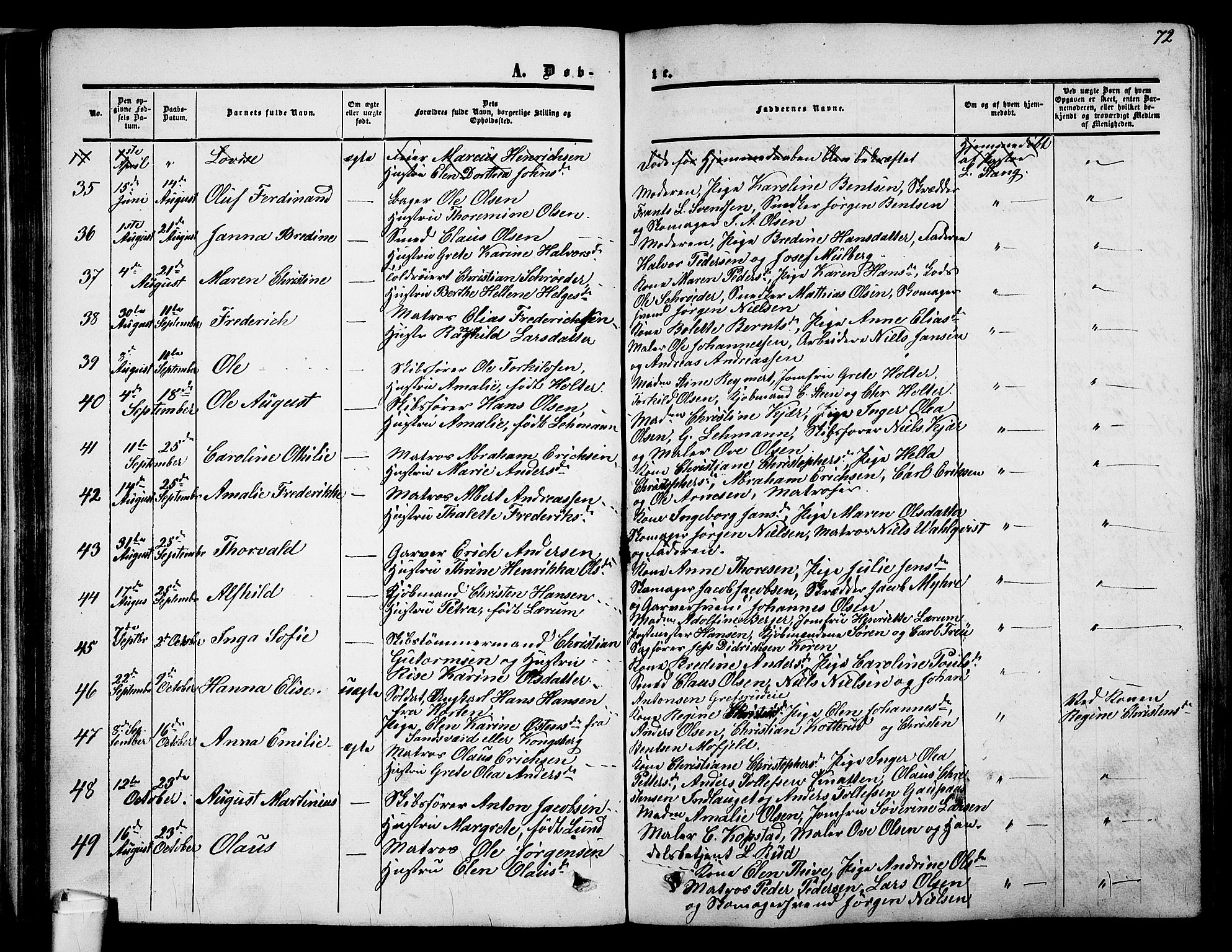 Holmestrand kirkebøker, AV/SAKO-A-346/G/Ga/L0003: Klokkerbok nr. 3, 1849-1874, s. 72