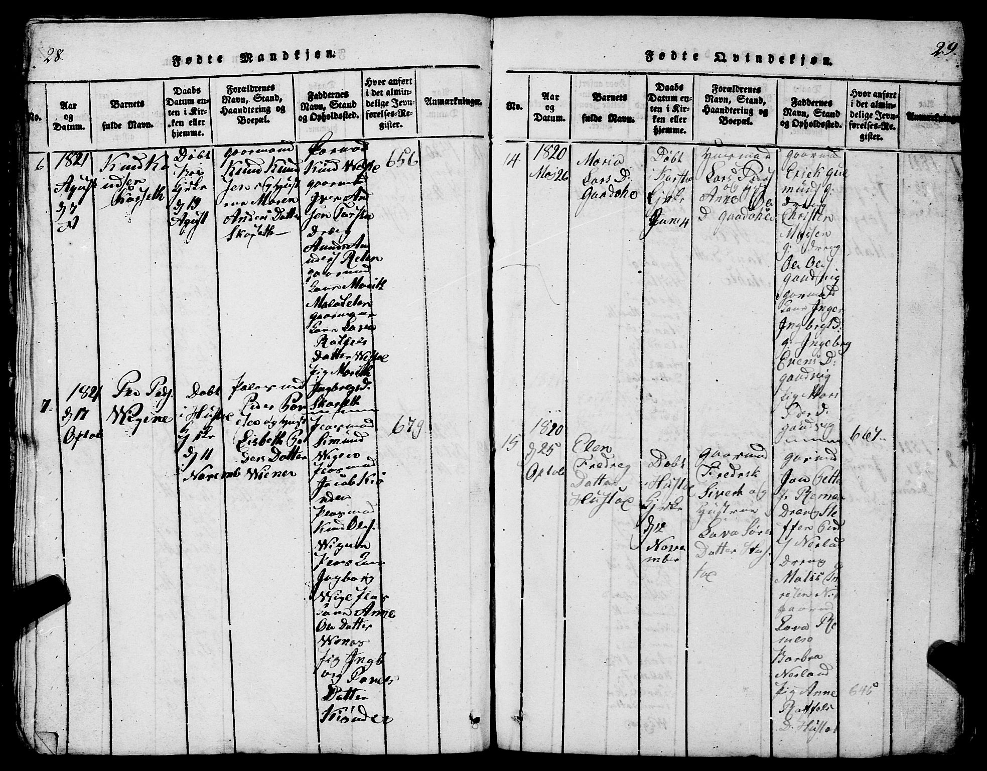 Ministerialprotokoller, klokkerbøker og fødselsregistre - Møre og Romsdal, AV/SAT-A-1454/567/L0781: Klokkerbok nr. 567C01, 1818-1845, s. 28-29