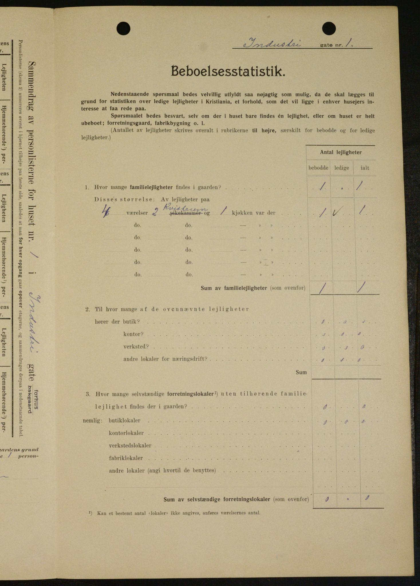 OBA, Kommunal folketelling 1.2.1909 for Kristiania kjøpstad, 1909, s. 39457