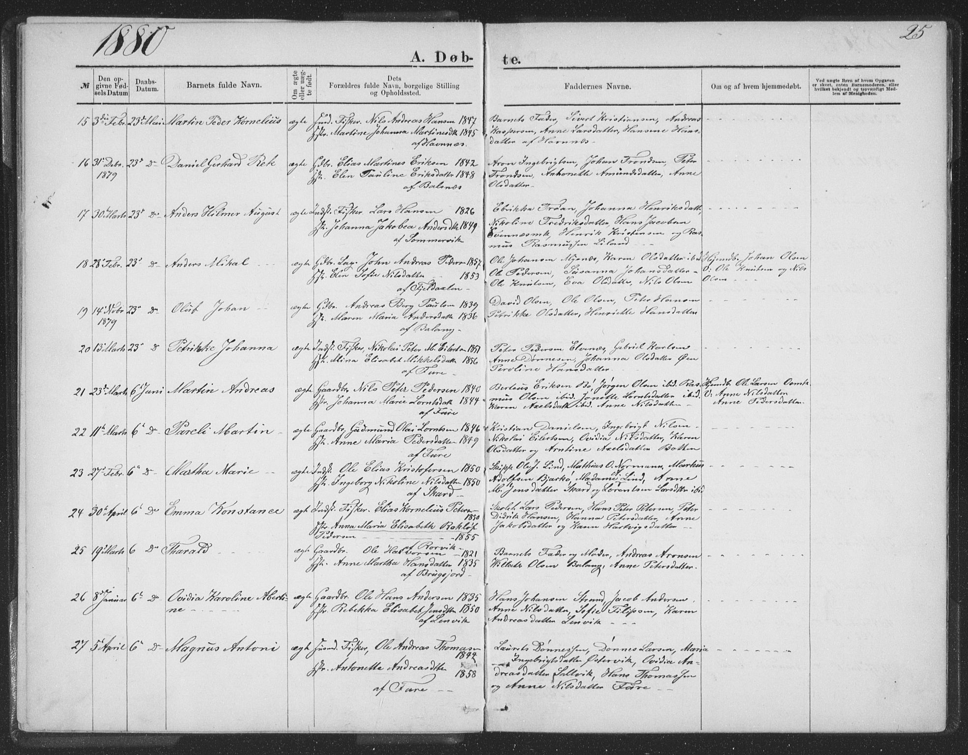 Ministerialprotokoller, klokkerbøker og fødselsregistre - Nordland, SAT/A-1459/863/L0913: Klokkerbok nr. 863C03, 1877-1885, s. 25