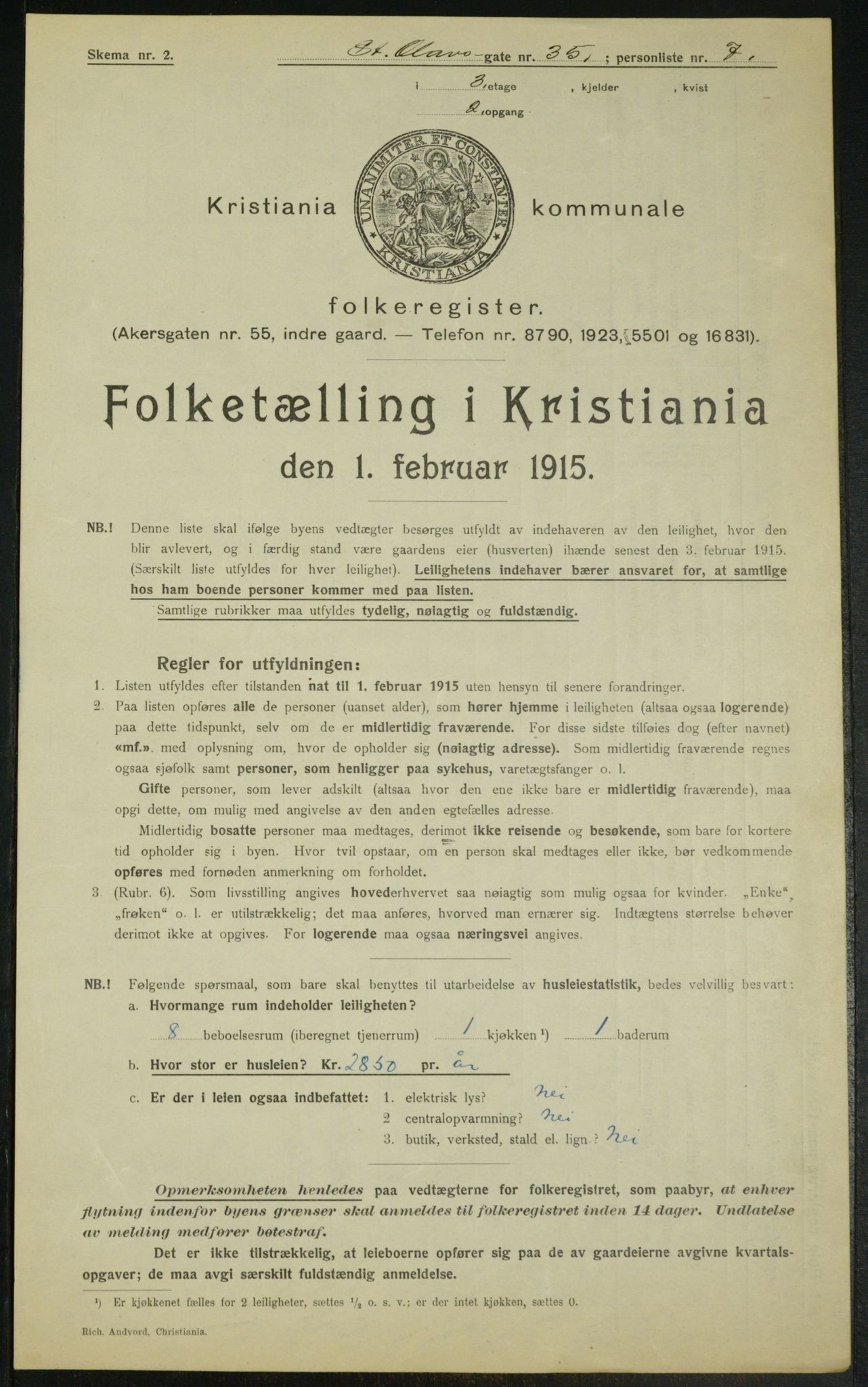 OBA, Kommunal folketelling 1.2.1915 for Kristiania, 1915, s. 87986