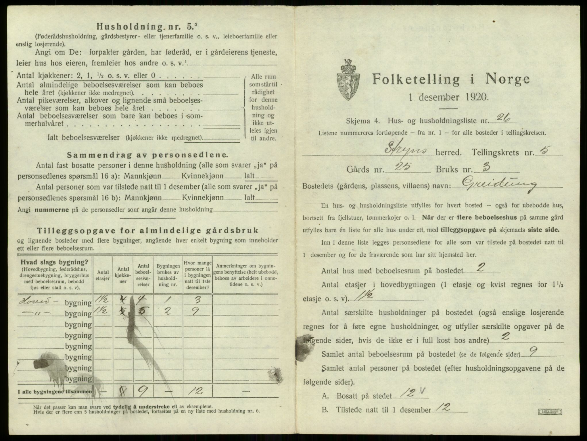 SAB, Folketelling 1920 for 1448 Stryn herred, 1920, s. 289