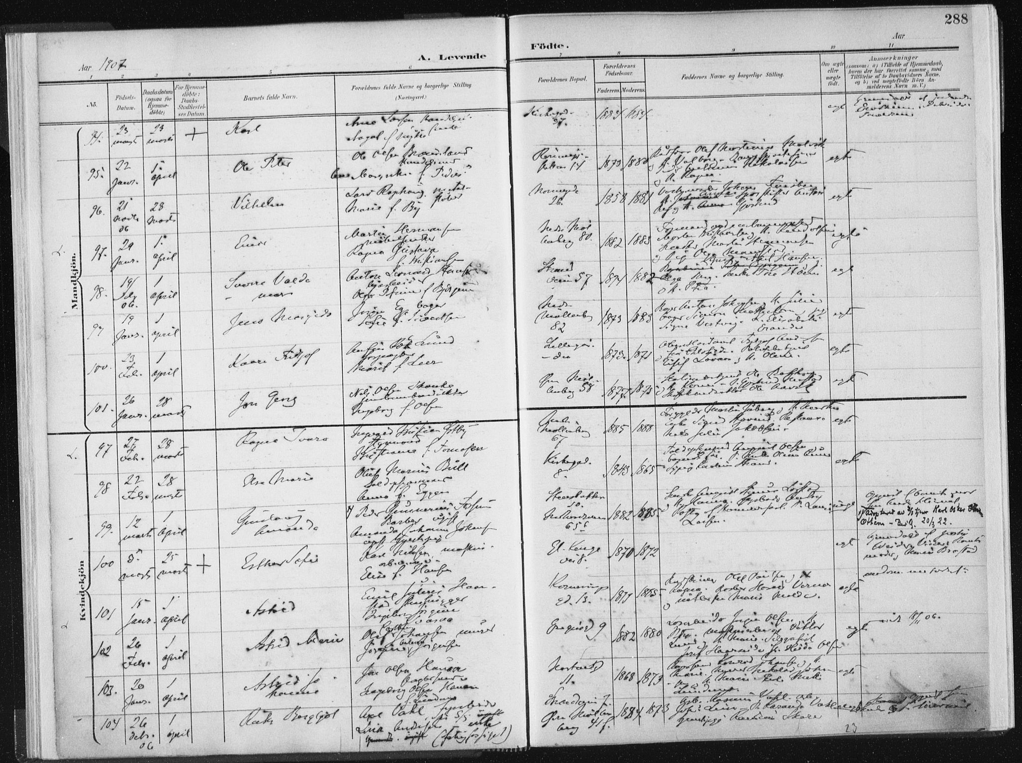 Ministerialprotokoller, klokkerbøker og fødselsregistre - Sør-Trøndelag, AV/SAT-A-1456/604/L0200: Ministerialbok nr. 604A20II, 1901-1908, s. 288