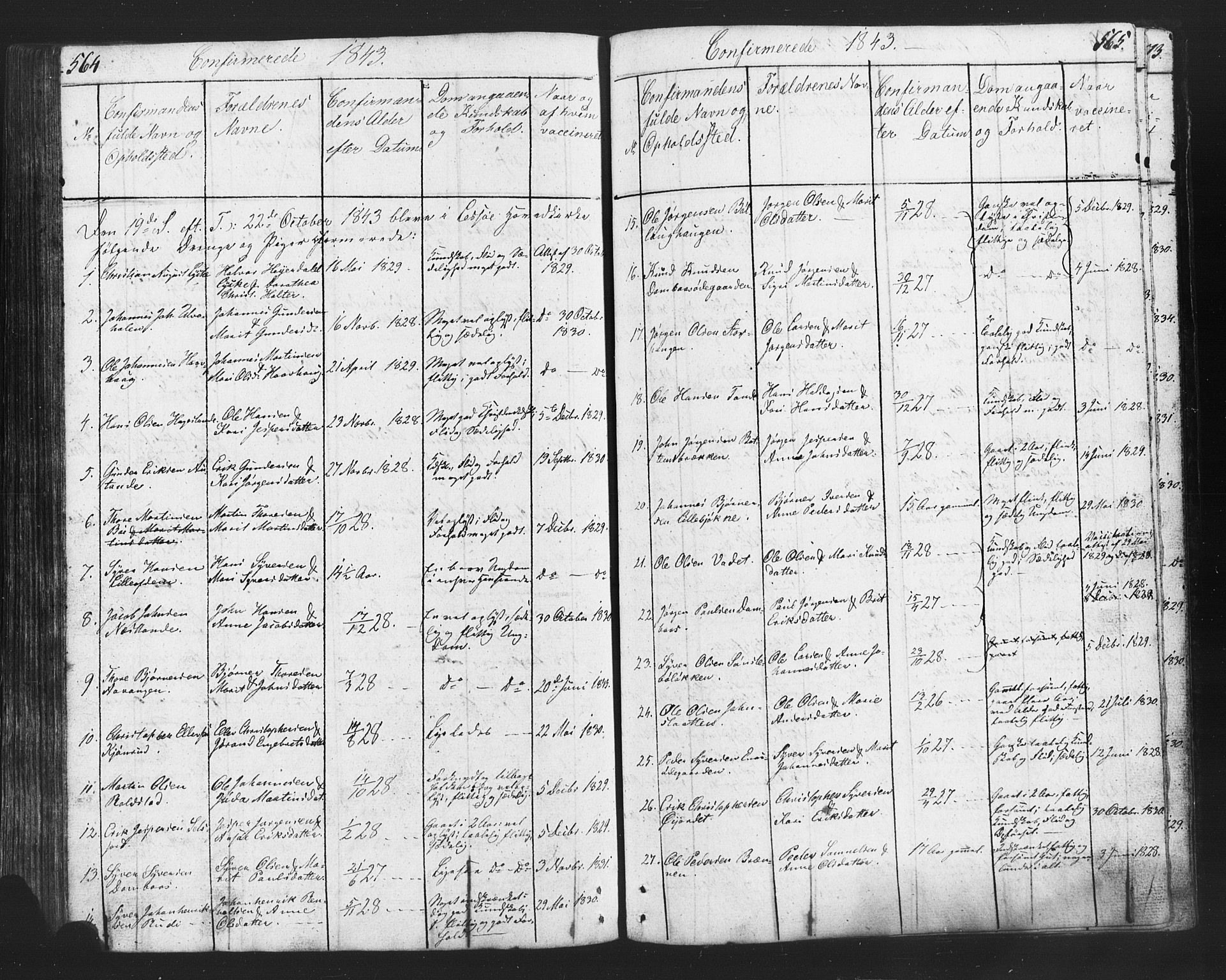 Lesja prestekontor, AV/SAH-PREST-068/H/Ha/Hab/L0002: Klokkerbok nr. 2, 1832-1850, s. 564-565