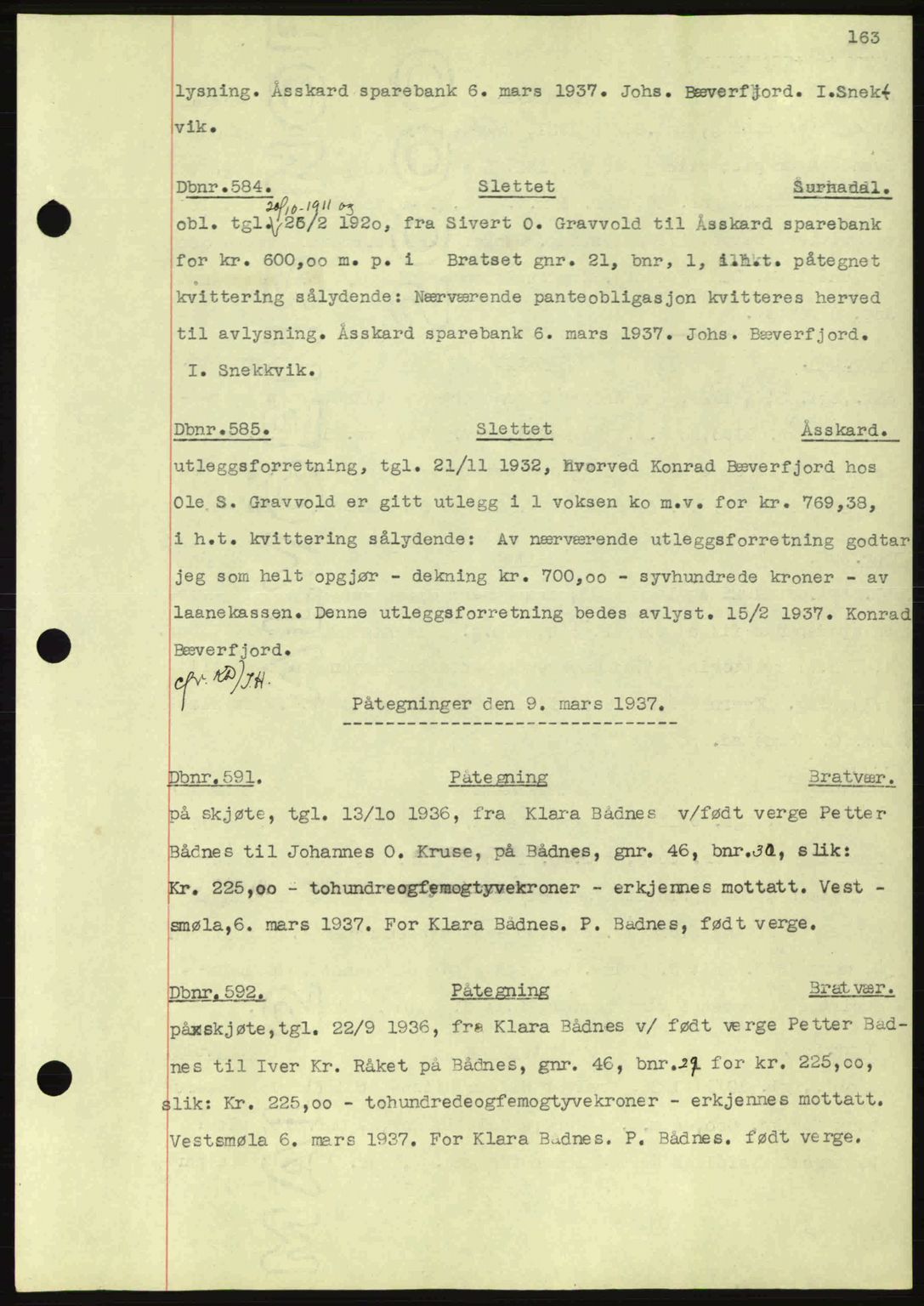 Nordmøre sorenskriveri, SAT/A-4132/1/2/2Ca: Pantebok nr. C80, 1936-1939, Dagboknr: 584/1937