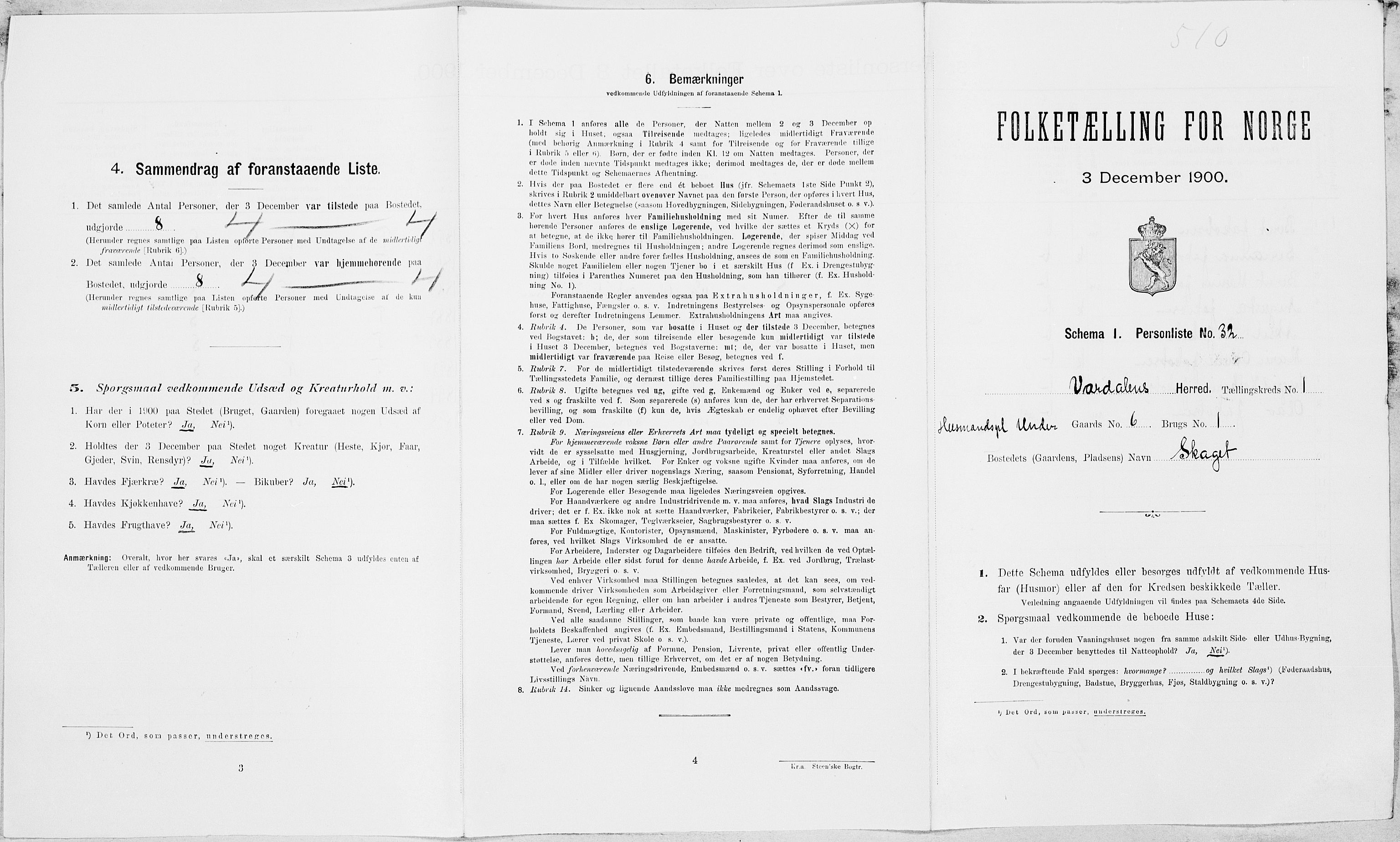 SAT, Folketelling 1900 for 1721 Verdal herred, 1900, s. 207