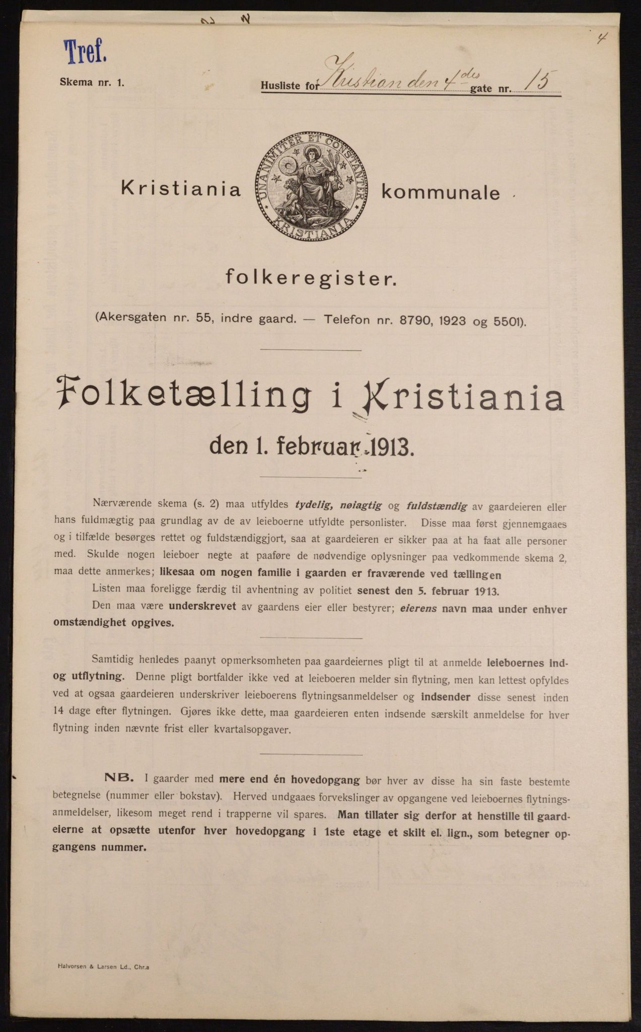 OBA, Kommunal folketelling 1.2.1913 for Kristiania, 1913, s. 53926