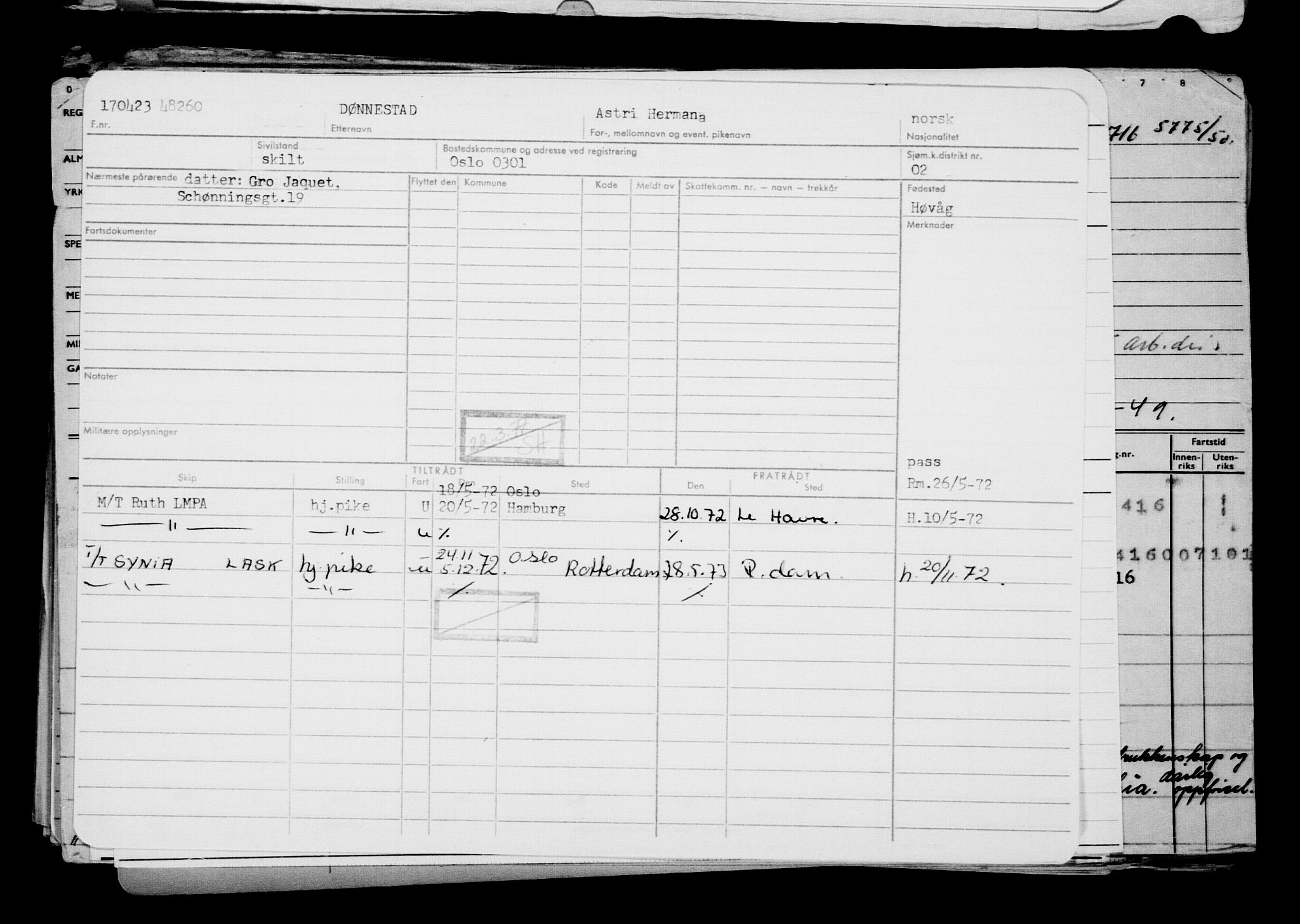 Direktoratet for sjømenn, AV/RA-S-3545/G/Gb/L0218: Hovedkort, 1923, s. 79