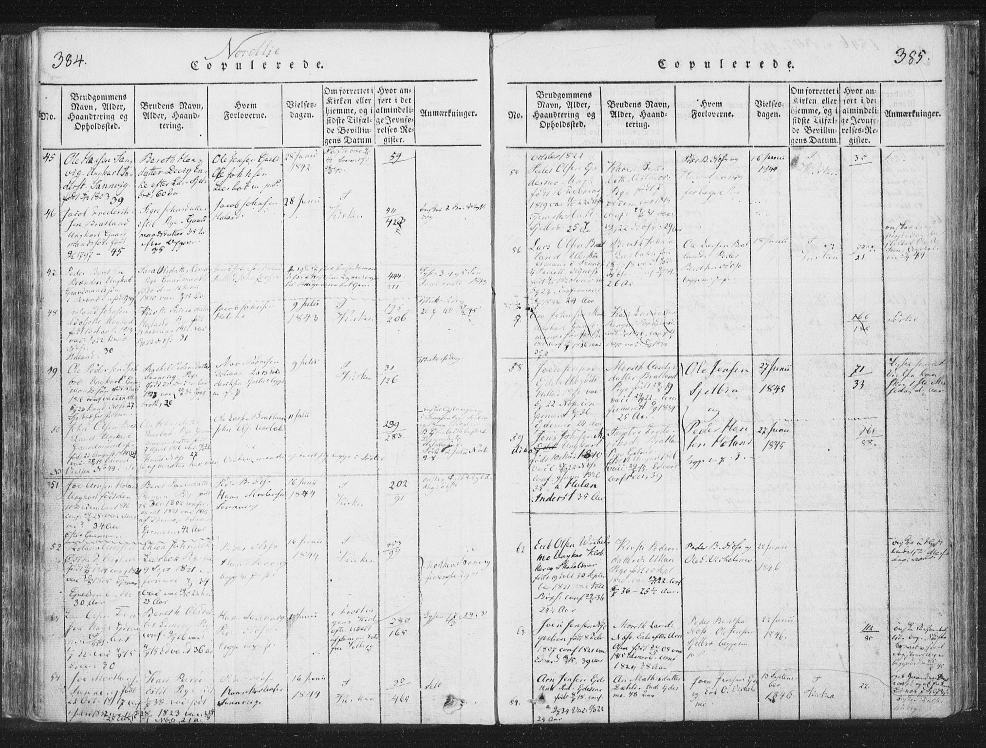 Ministerialprotokoller, klokkerbøker og fødselsregistre - Nord-Trøndelag, AV/SAT-A-1458/755/L0491: Ministerialbok nr. 755A01 /1, 1817-1864, s. 384-385