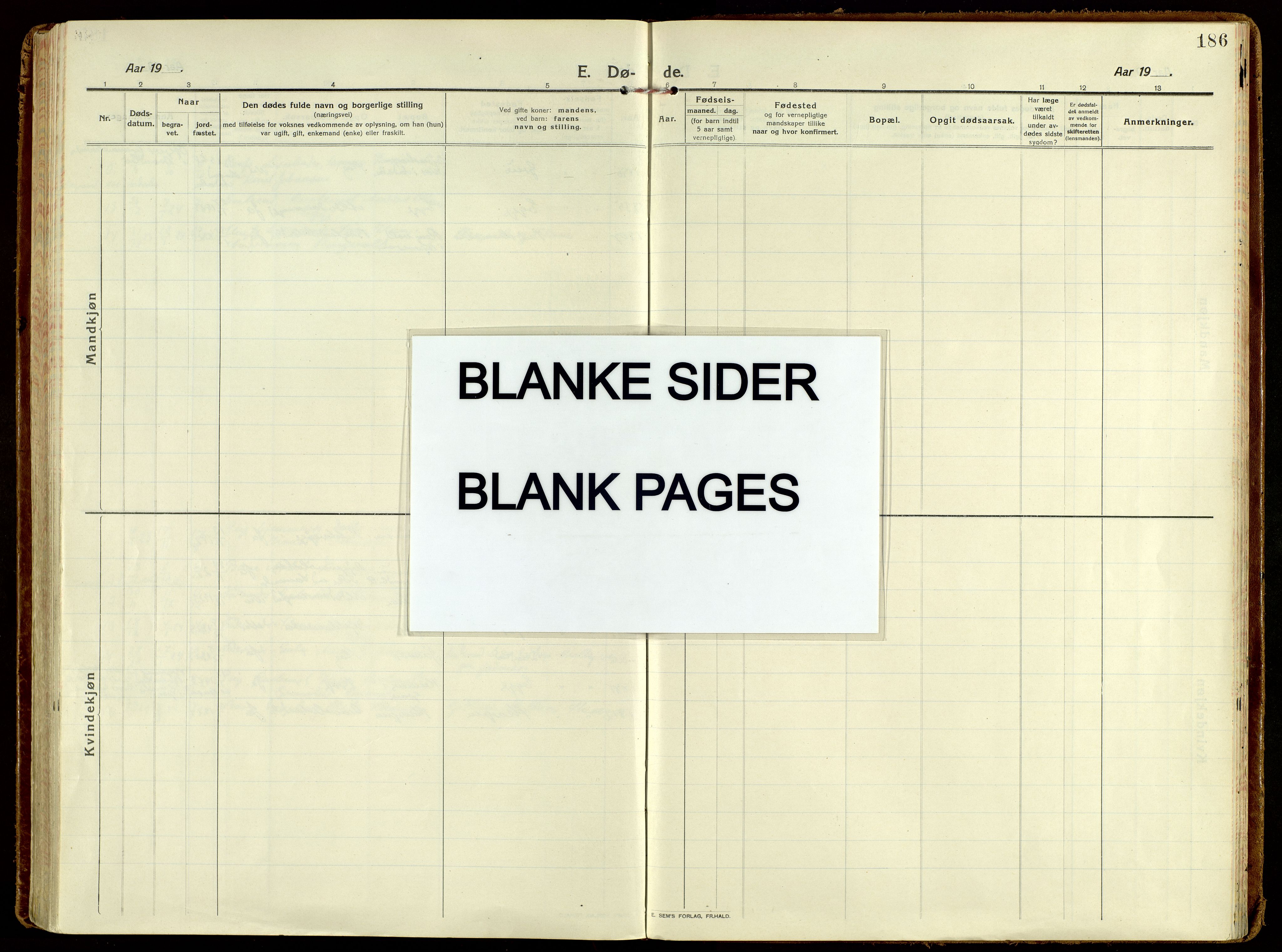 Brandbu prestekontor, AV/SAH-PREST-114/H/Ha/Haa/L0004: Ministerialbok nr. 4, 1913-1923, s. 186