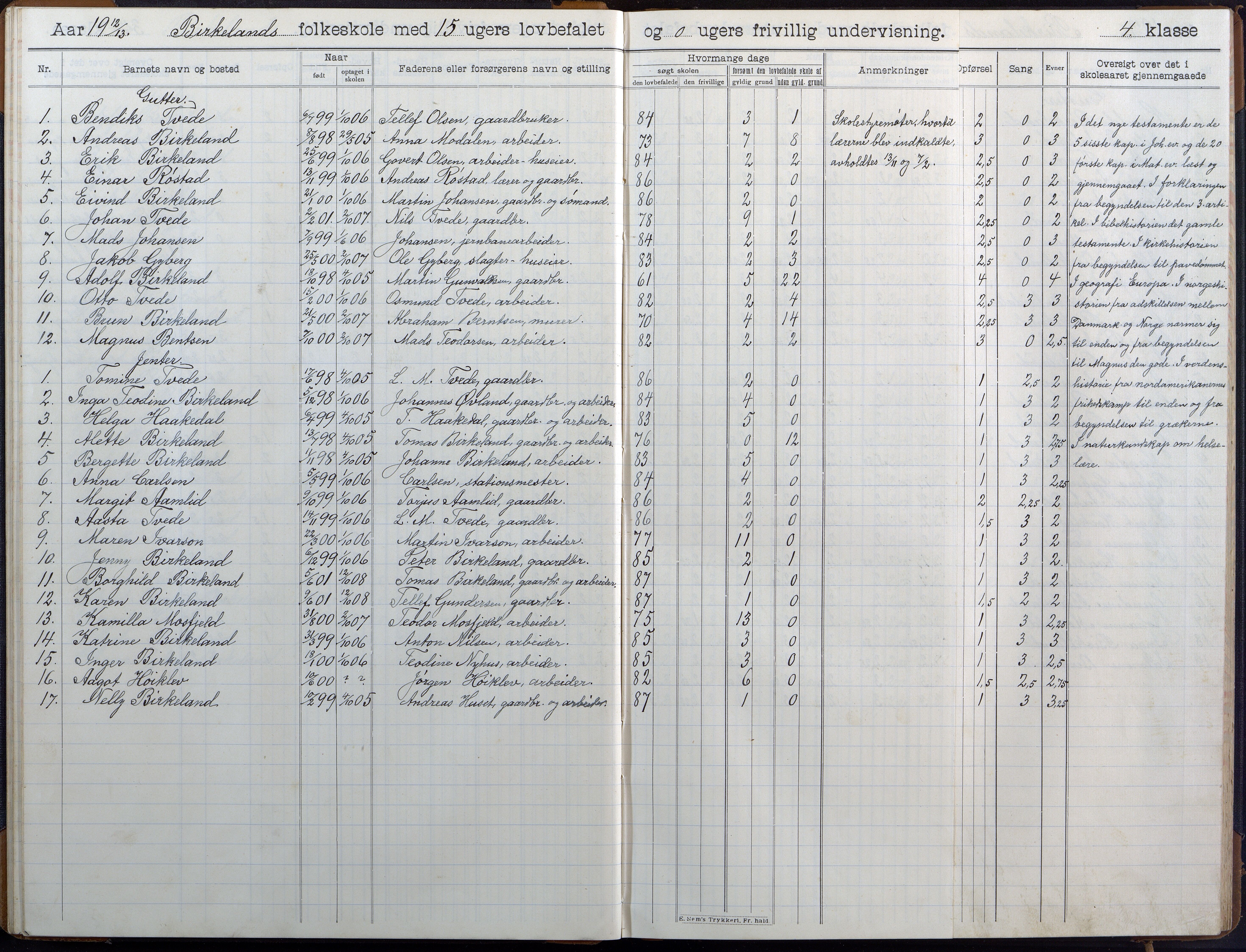 Birkenes kommune, Birkenes krets/Birkeland folkeskole frem til 1991, AAMA/KA0928-550a_91/F02/L0007: Skoleprotokoll, 1907-1931